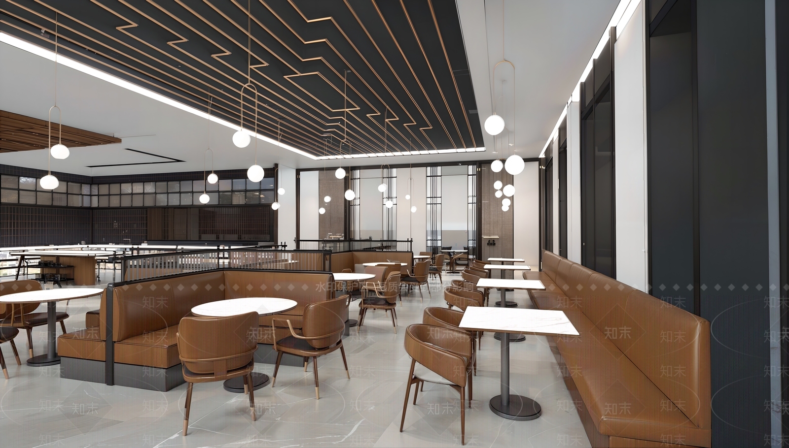 现代轻奢酒店餐厅SU模型下载【ID:1179532155】