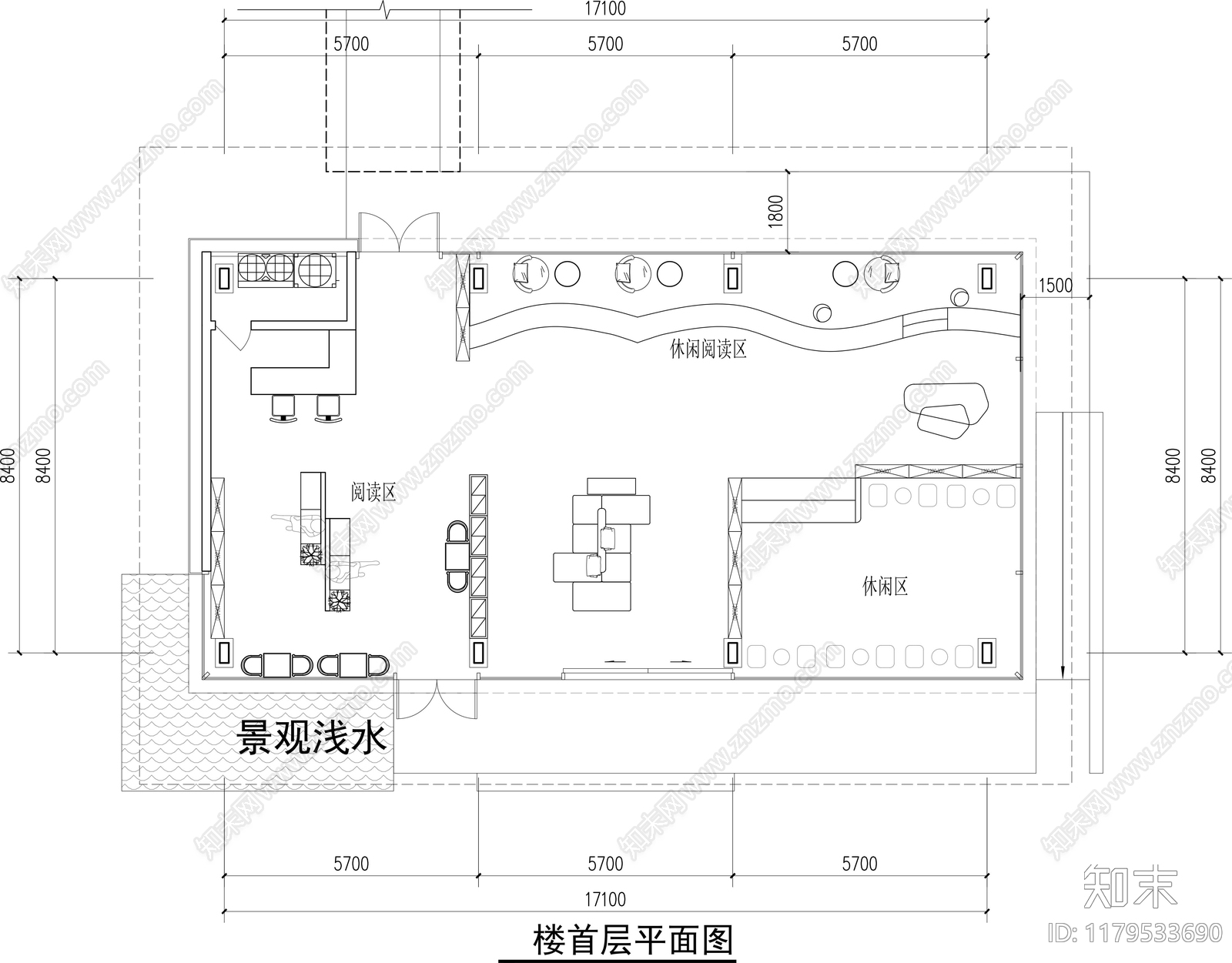 现代书店施工图下载【ID:1179533690】