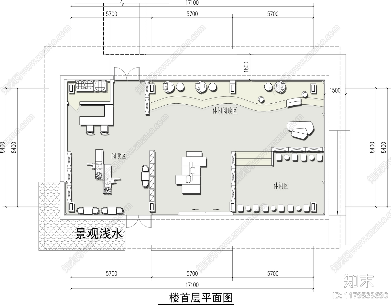 现代书店施工图下载【ID:1179533690】