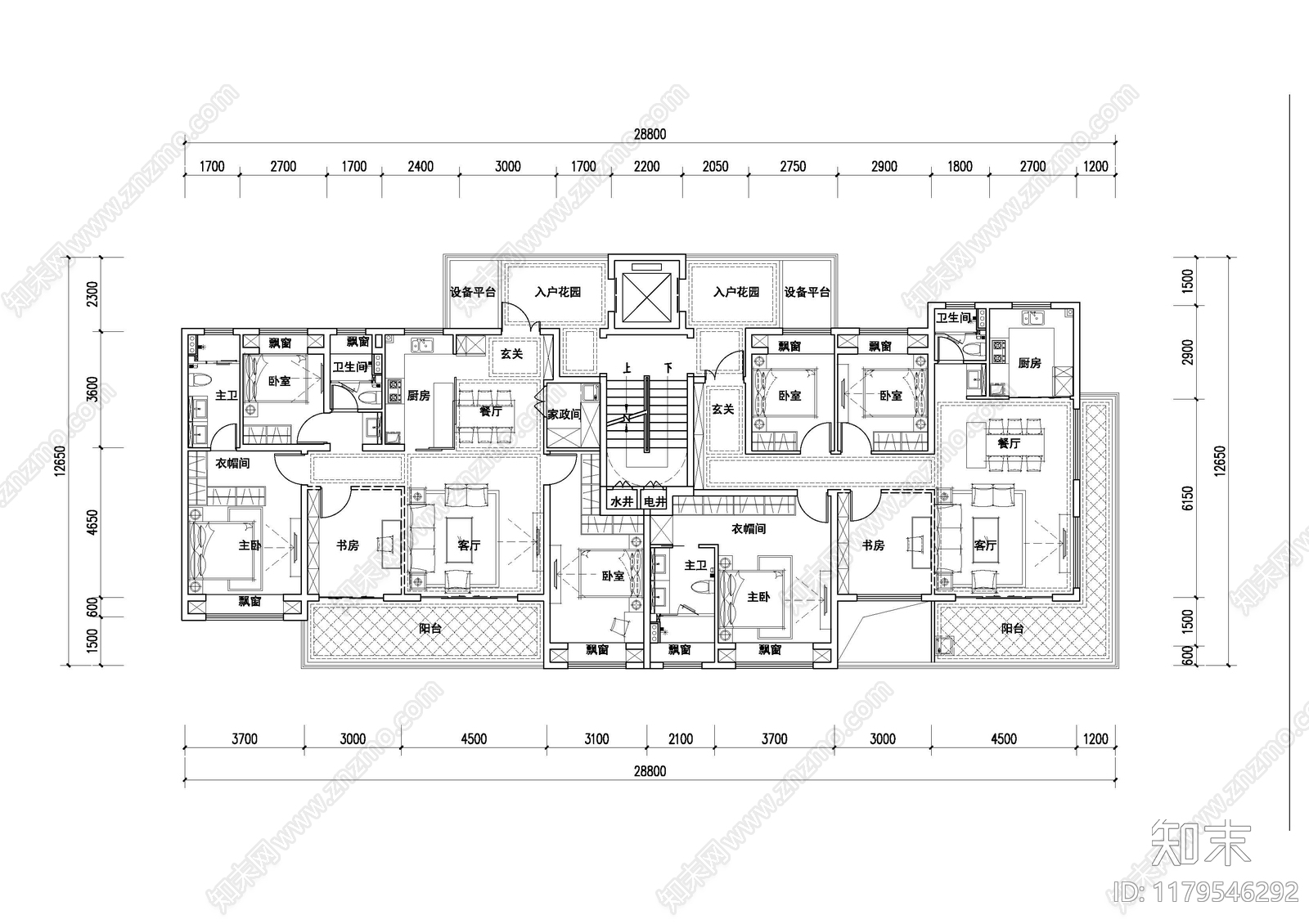 现代新中式住宅楼建筑施工图下载【ID:1179546292】