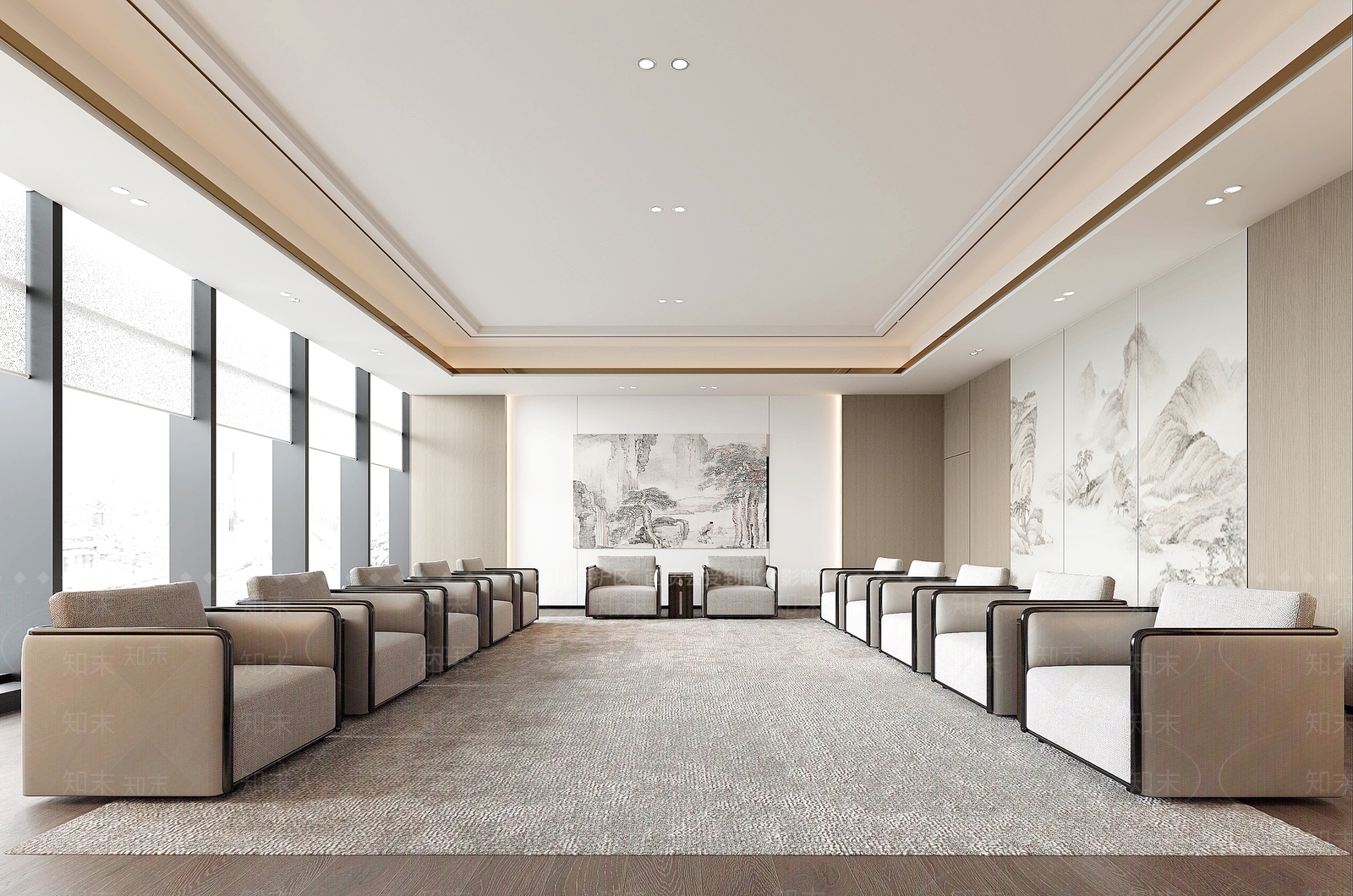 新中式中式会议室SU模型下载【ID:1179551534】
