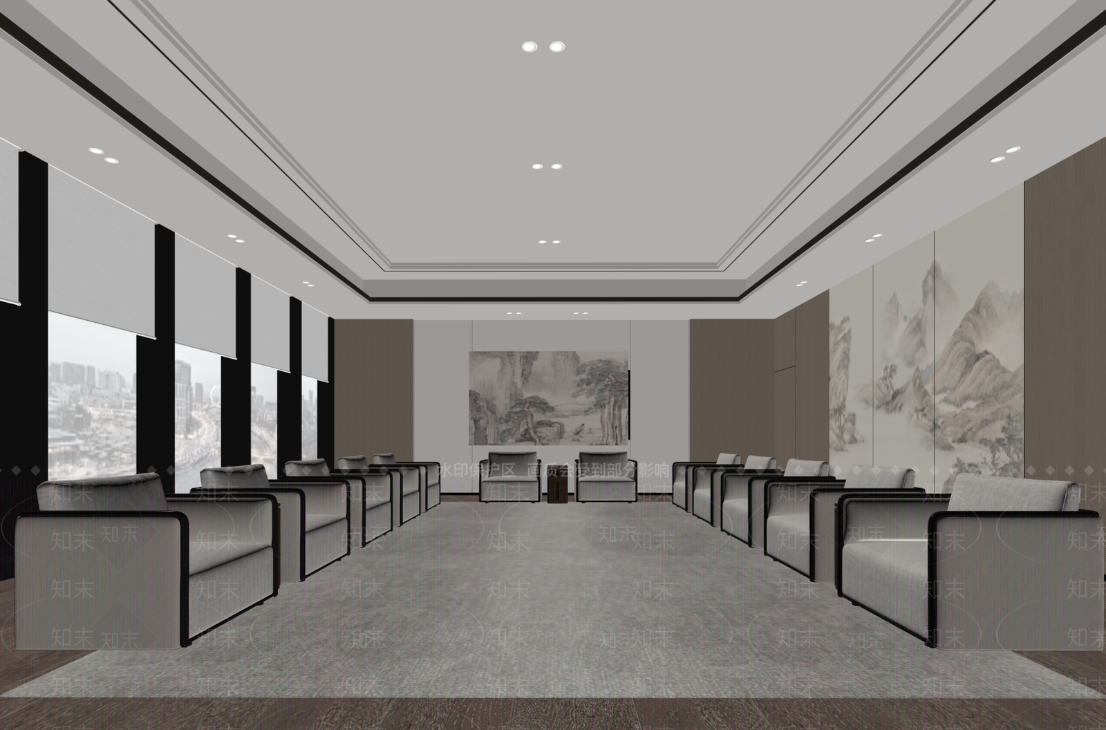 新中式中式会议室SU模型下载【ID:1179551534】