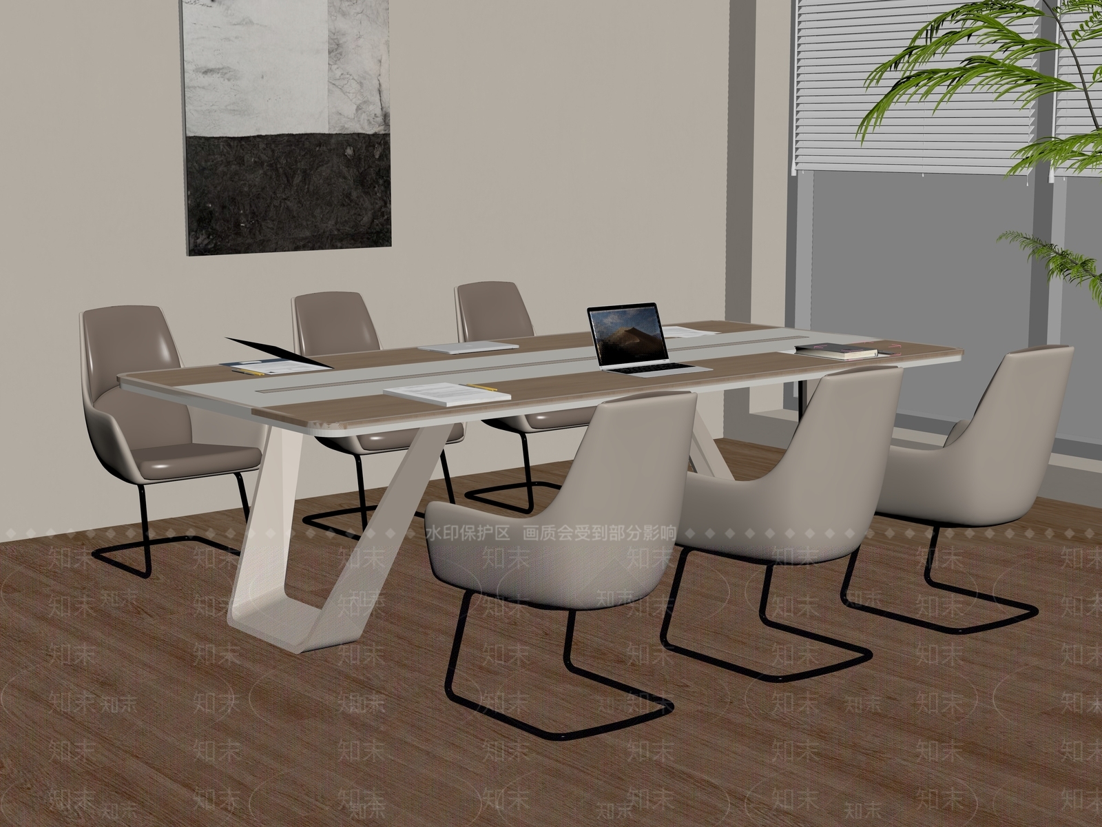 现代会议桌椅SU模型下载【ID:1179555739】