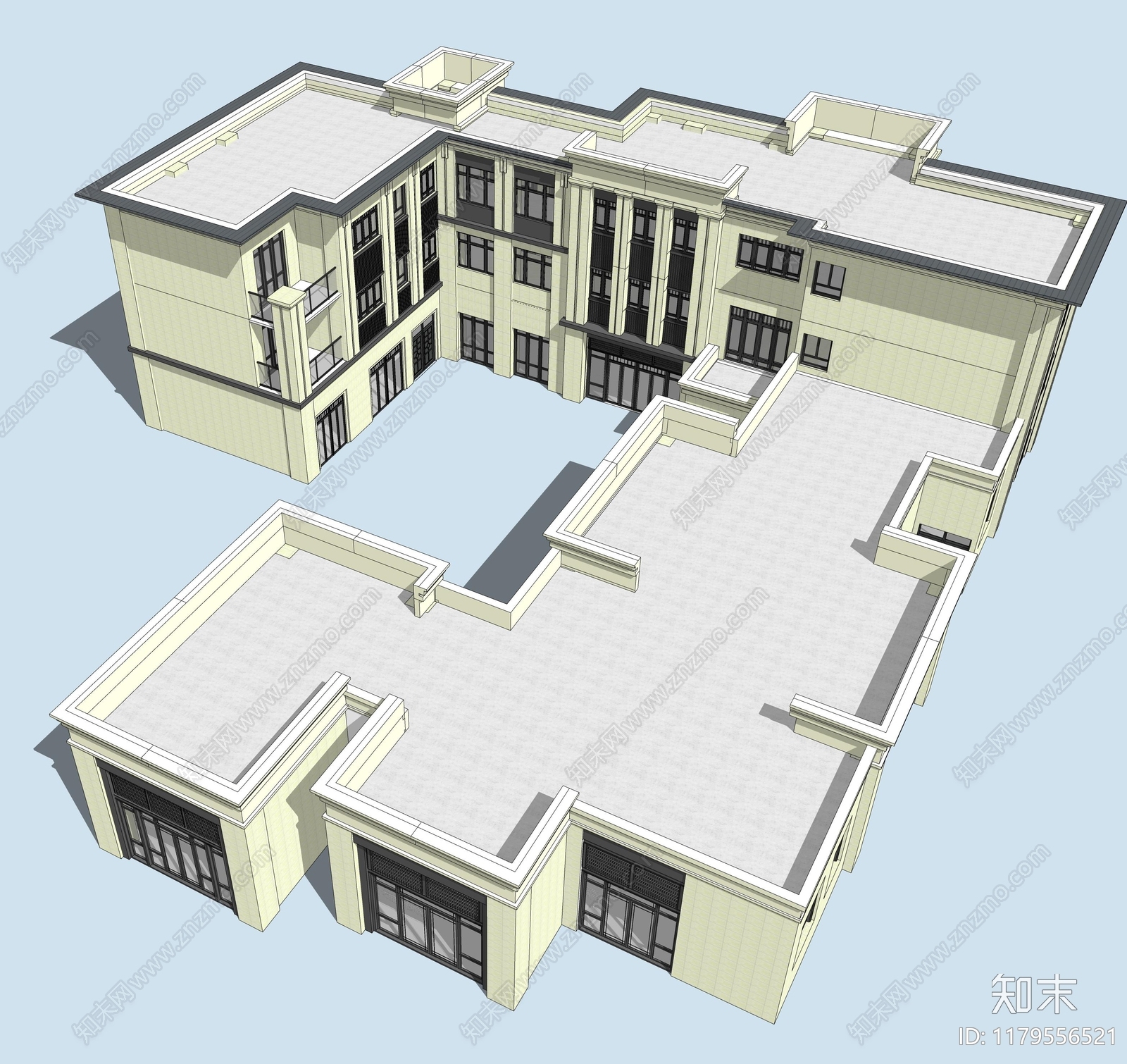 现代别墅SU模型下载【ID:1179556521】