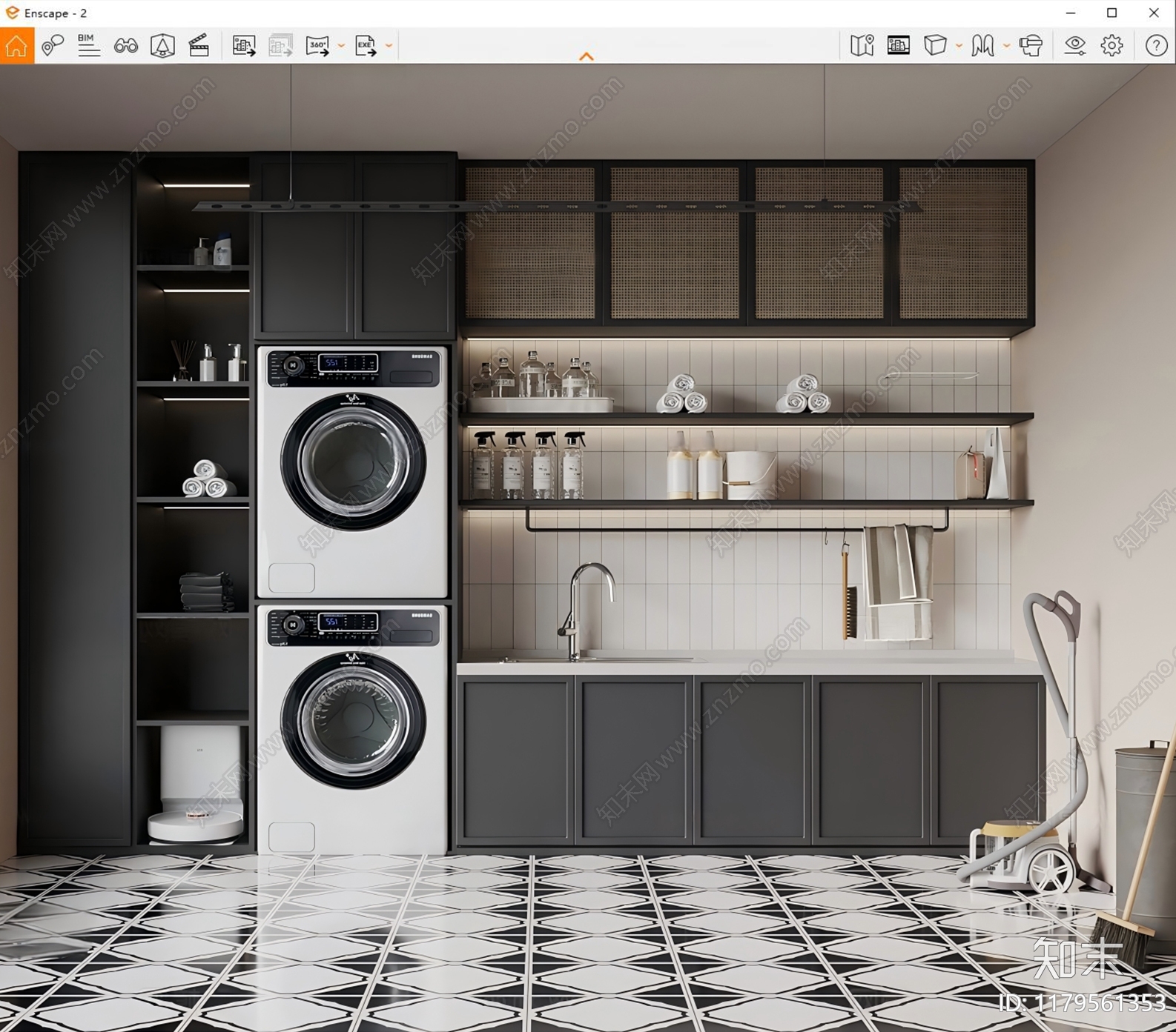现代洗衣房SU模型下载【ID:1179561353】