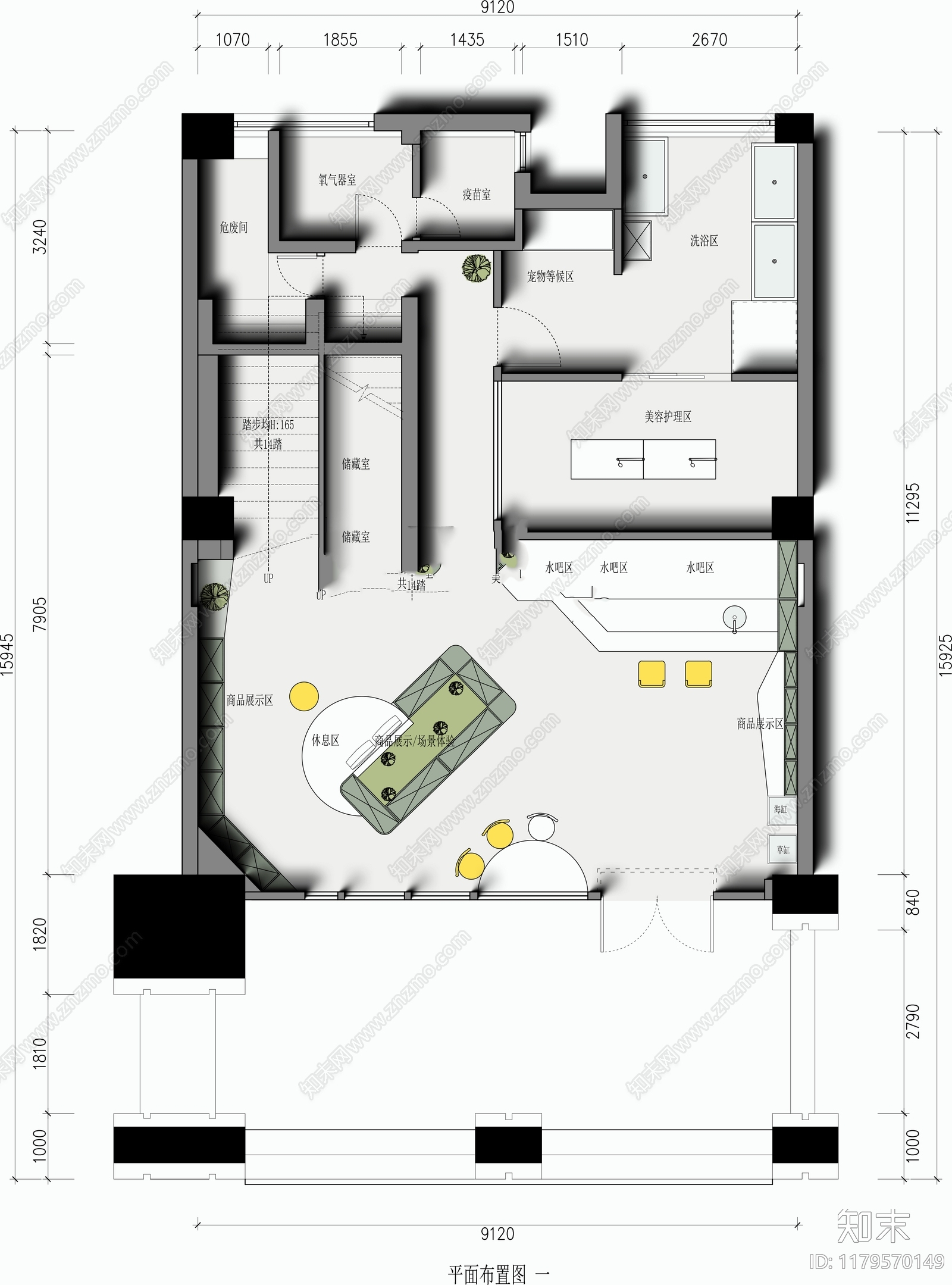 现代宠物店cad施工图下载【ID:1179570149】