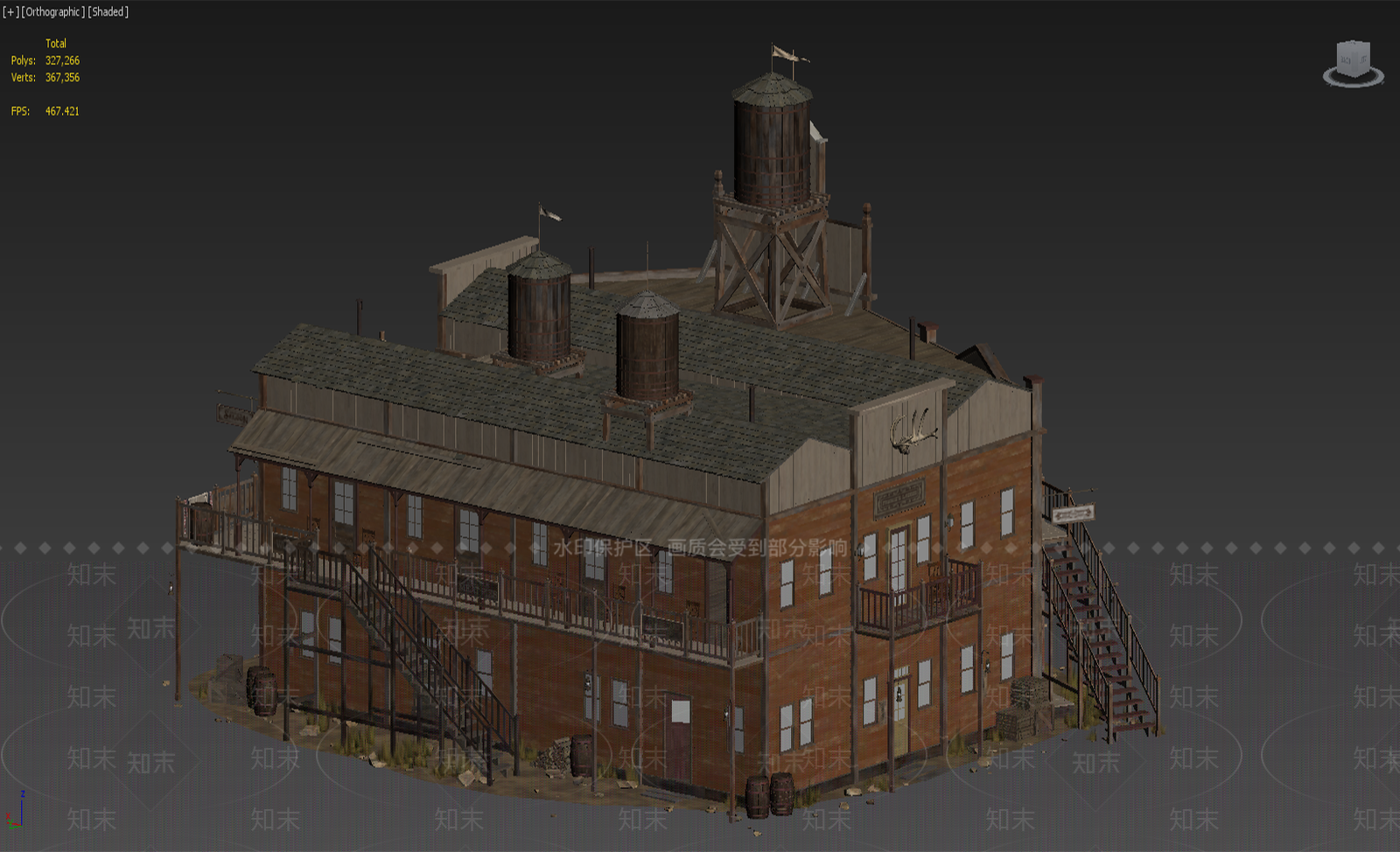 现代美式艺术风格建筑3D模型下载【ID:1179580384】