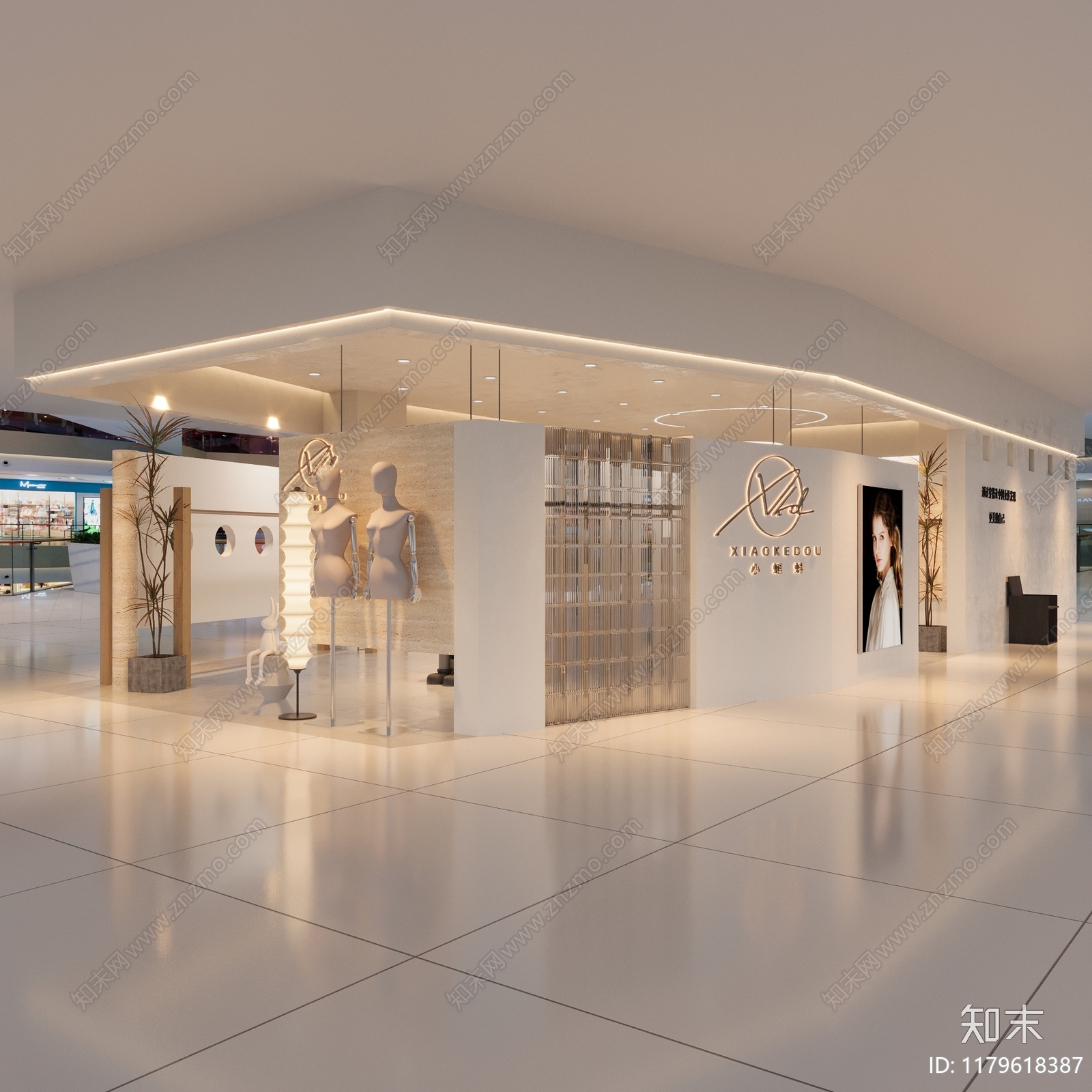 现代奶油服装店3D模型下载【ID:1179618387】