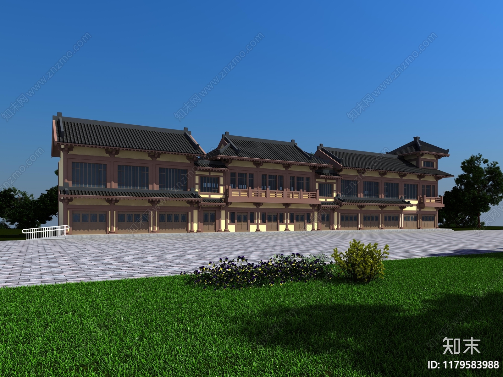 中式商业街3D模型下载【ID:1179583988】