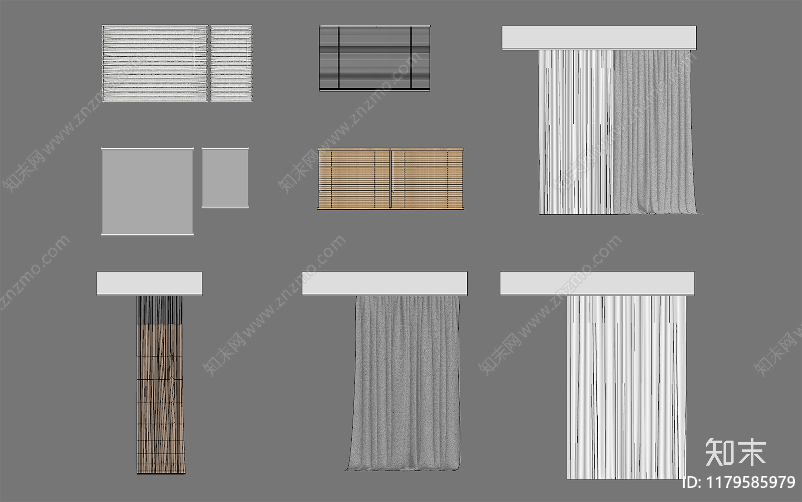 现代极简窗帘SU模型下载【ID:1179585979】