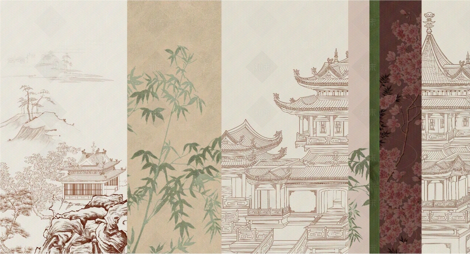 新中式中式壁纸贴图下载【ID:1179600792】