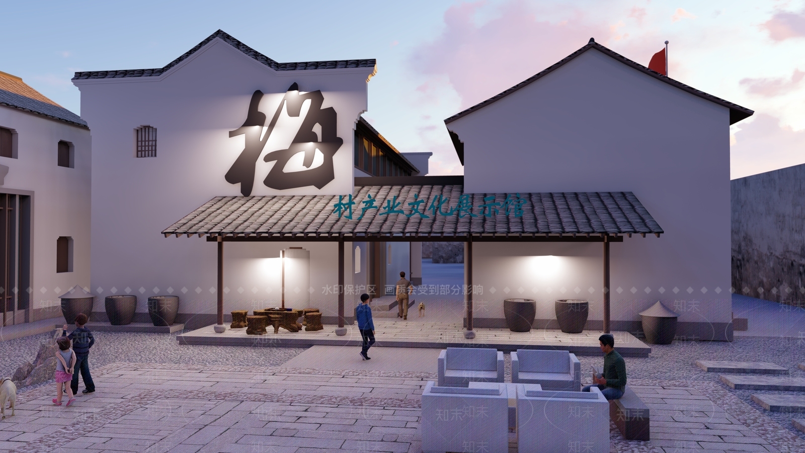 中式广场景观SU模型下载【ID:1179661711】