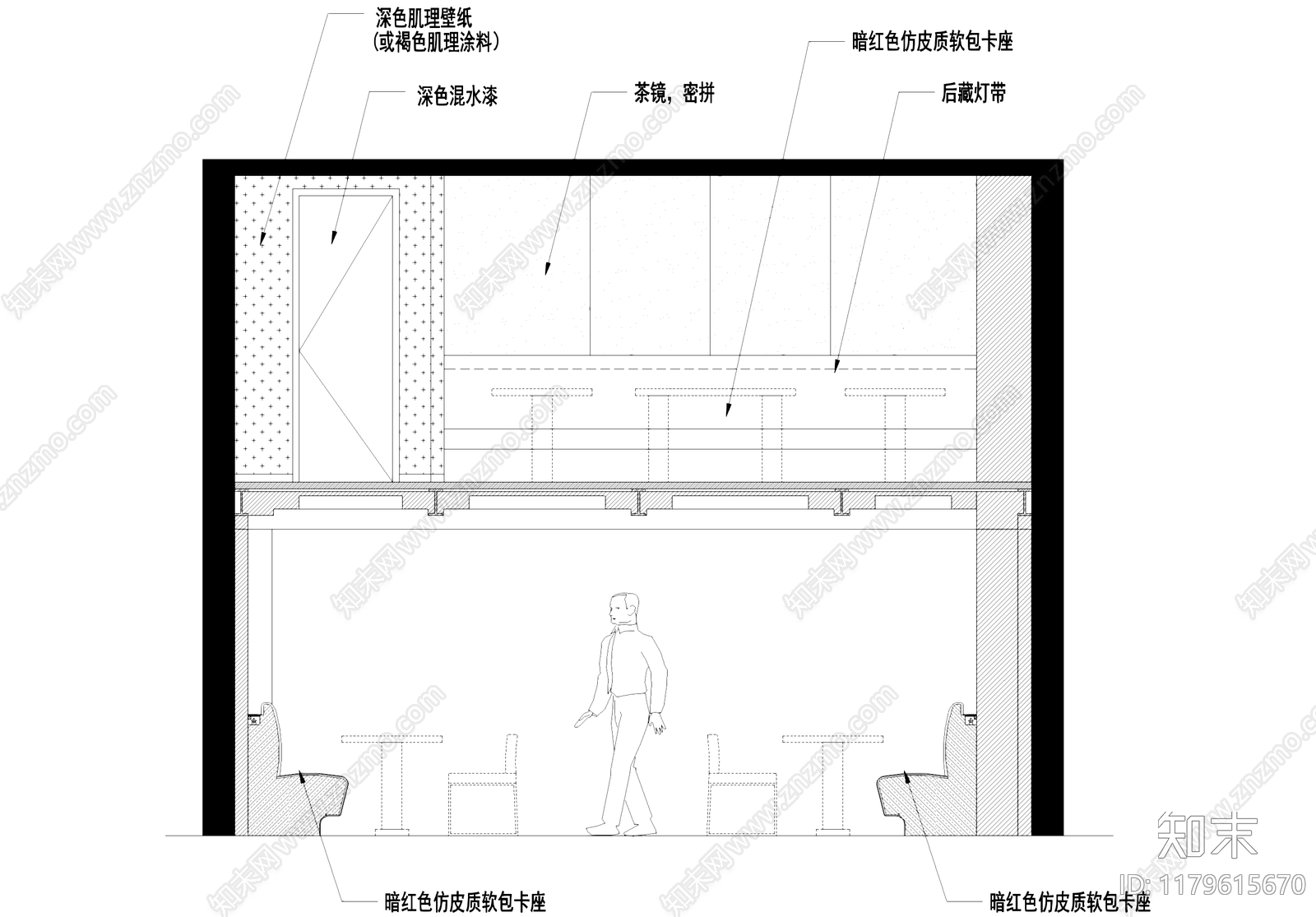 西餐厅cad施工图下载【ID:1179615670】