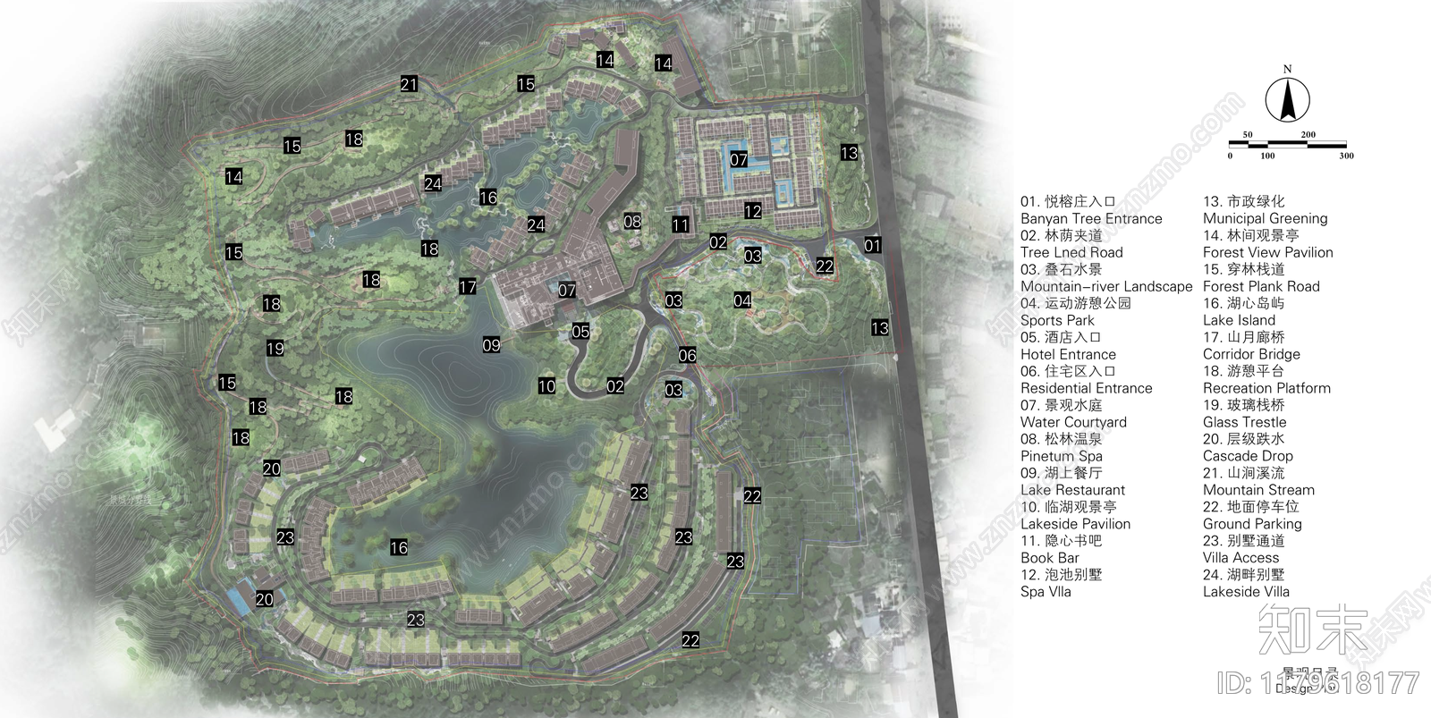 现代新中式度假区景观下载【ID:1179618177】