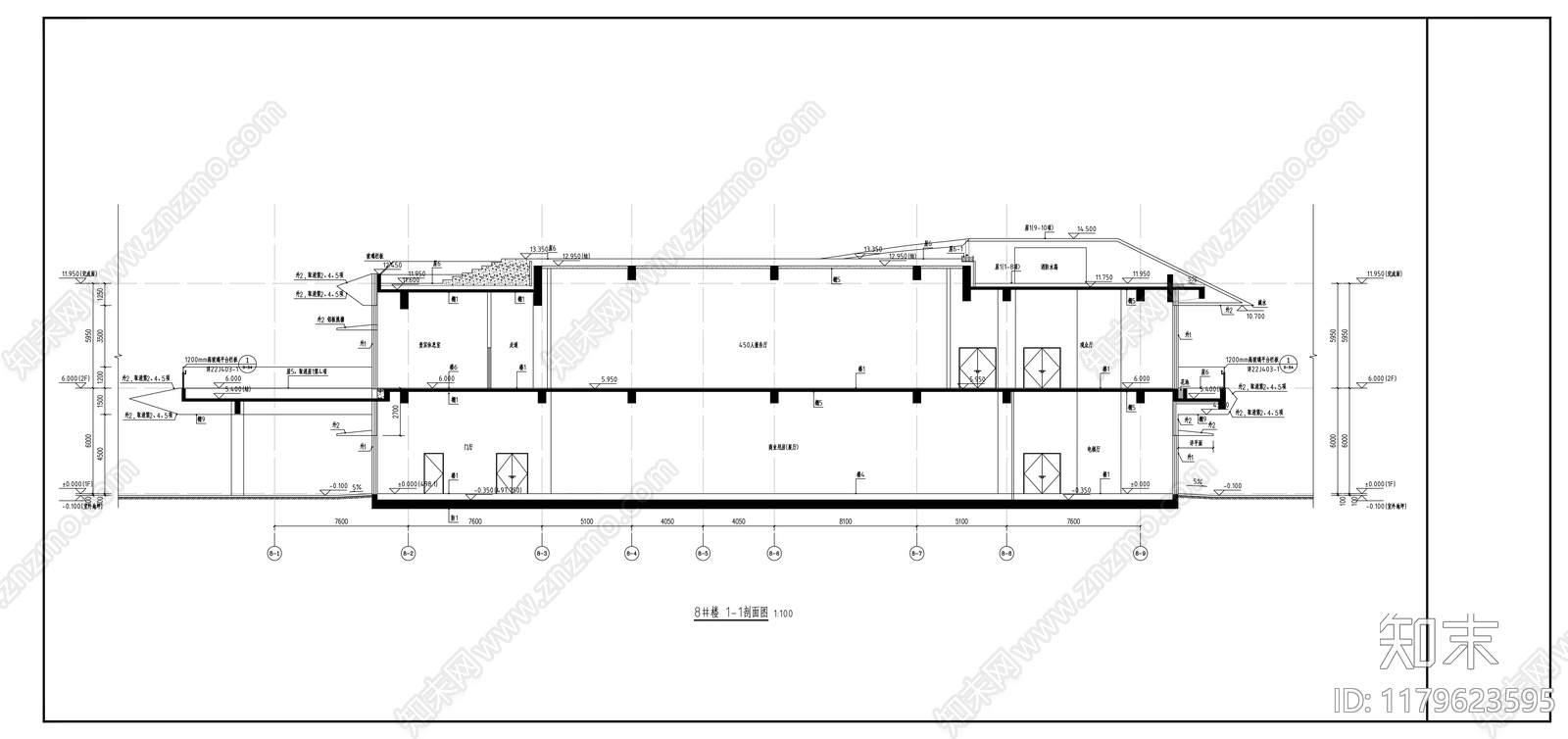 现代会议中心建筑cad施工图下载【ID:1179623595】