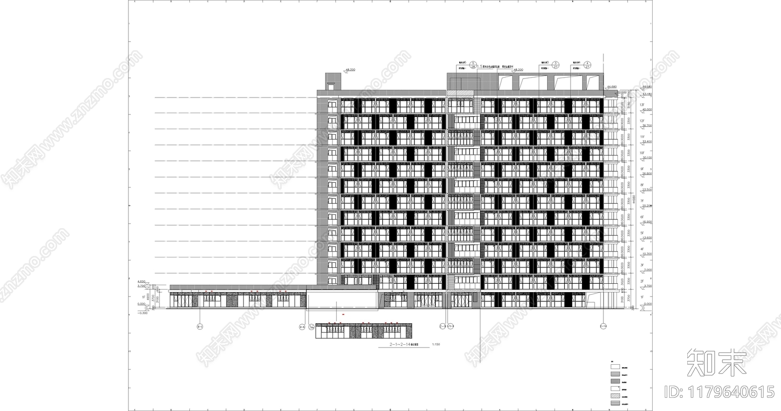 现代酒店建筑施工图下载【ID:1179640615】