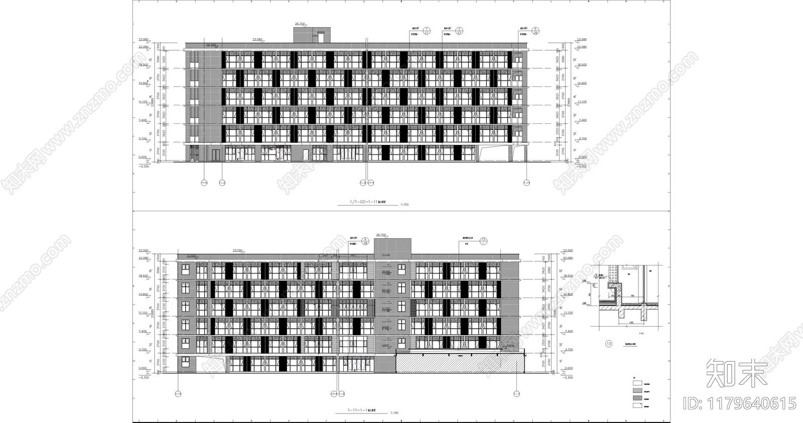 现代酒店建筑施工图下载【ID:1179640615】