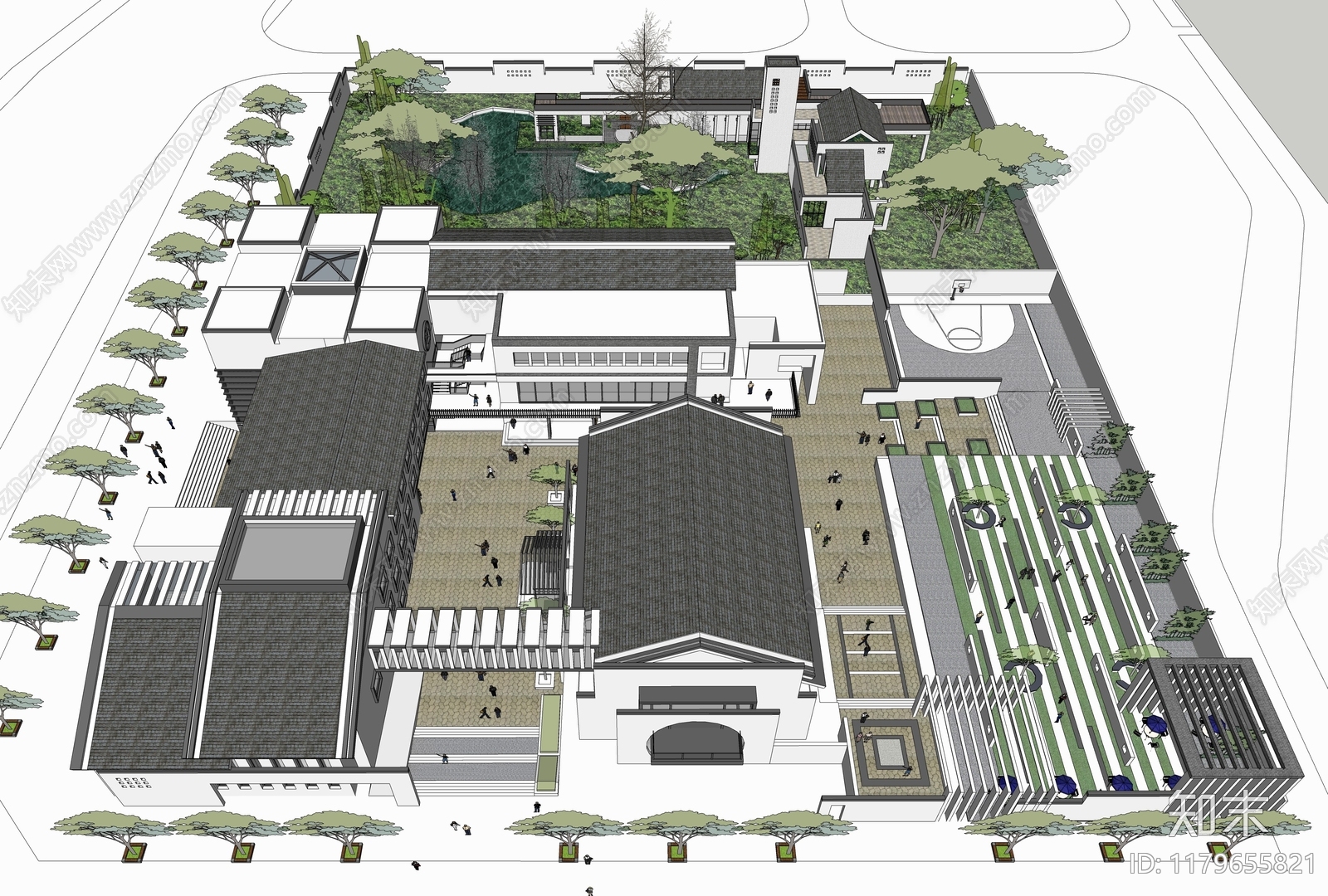 新中式小公建SU模型下载【ID:1179655821】