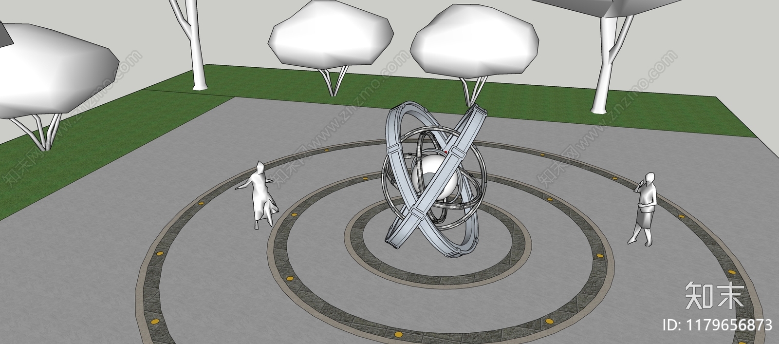 现代广场景观SU模型下载【ID:1179656873】