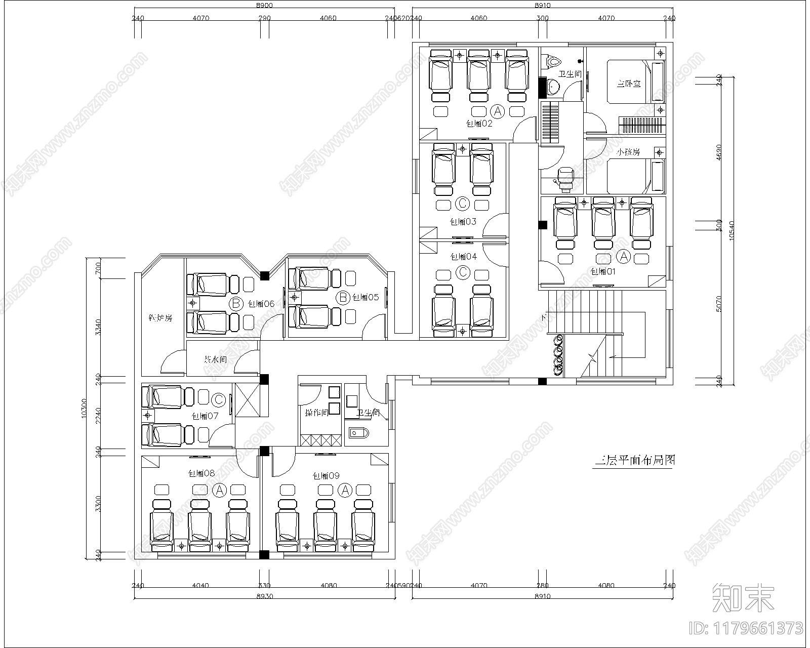现代洗浴中心cad施工图下载【ID:1179661373】