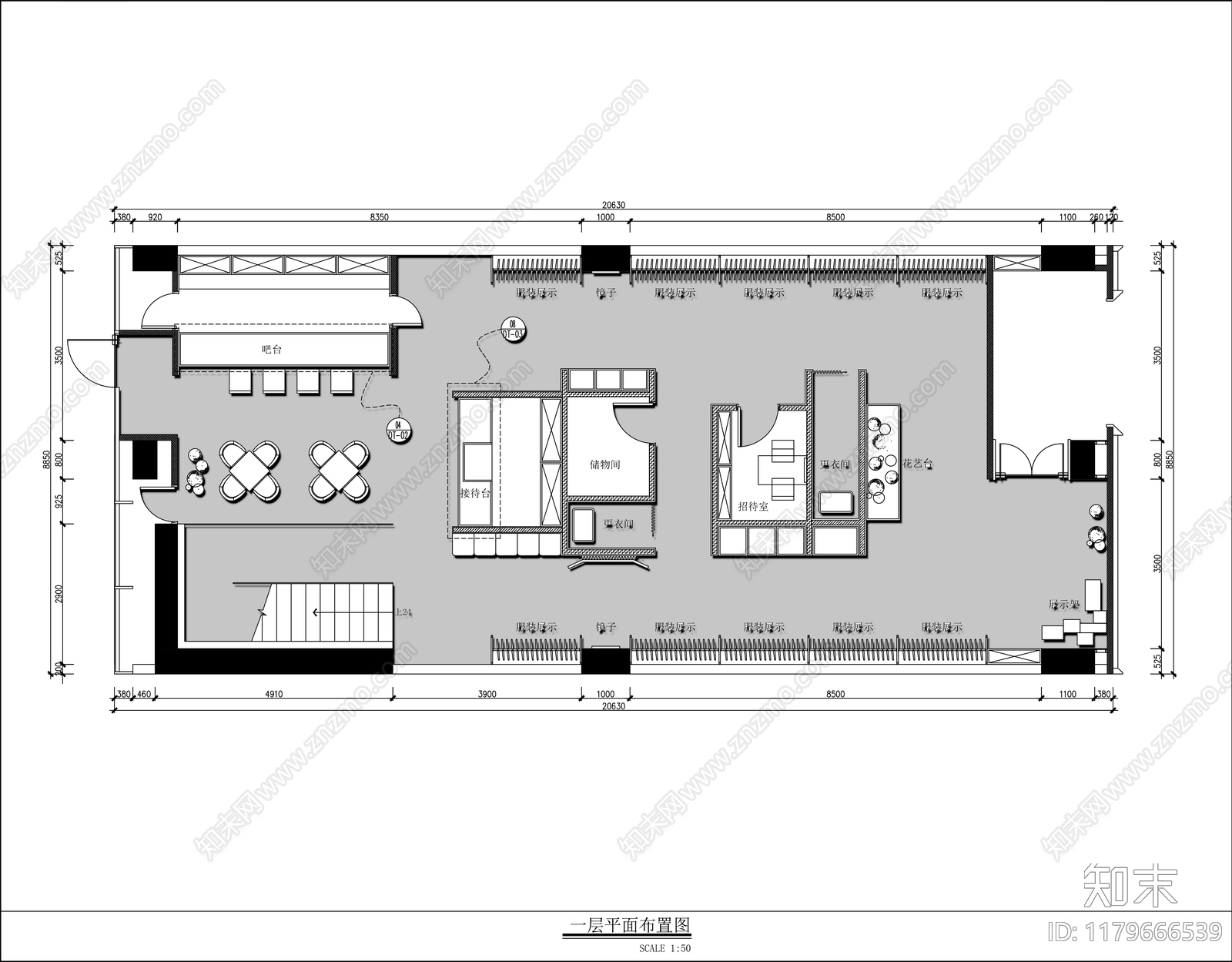 现代美容院cad施工图下载【ID:1179666539】