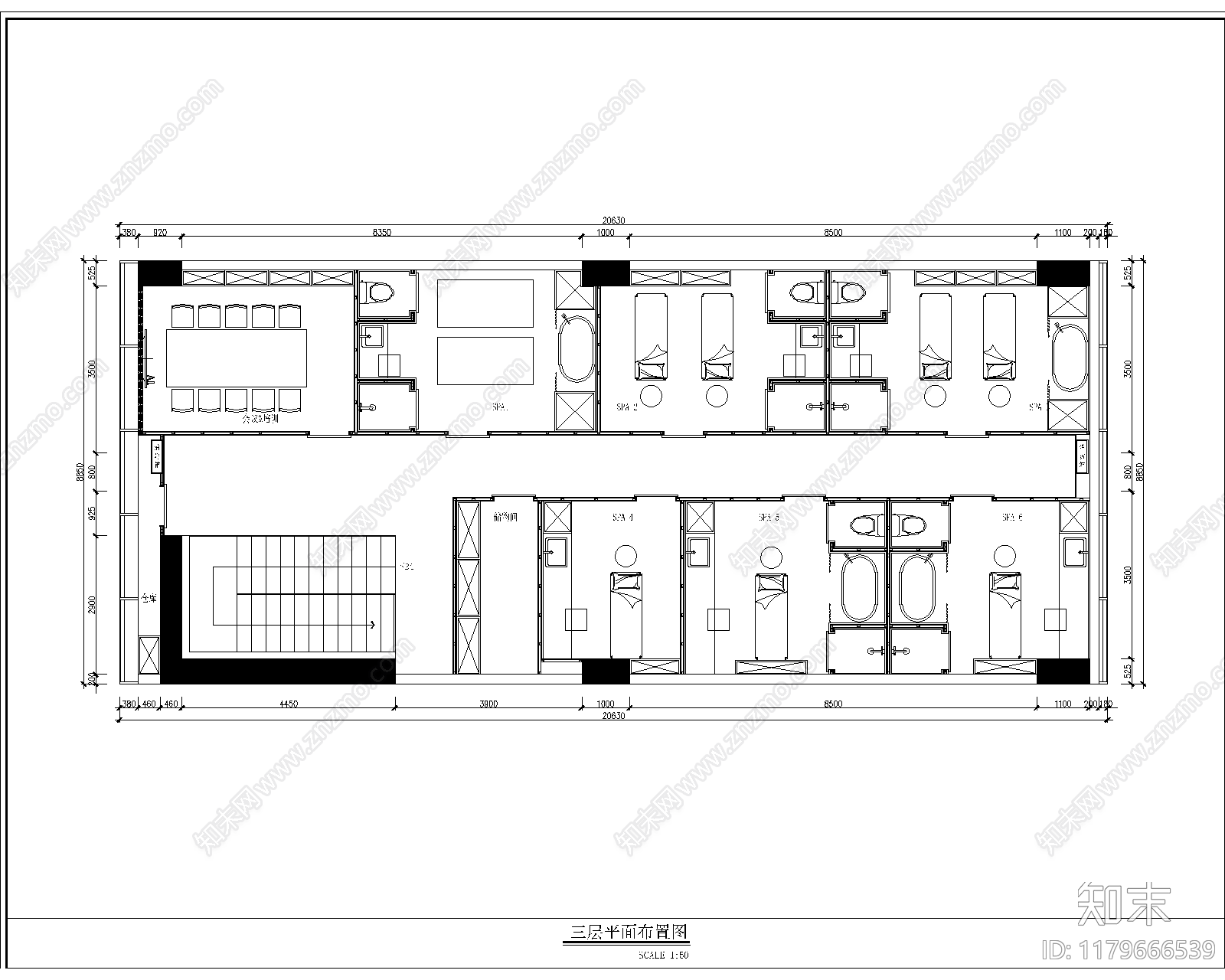 现代美容院cad施工图下载【ID:1179666539】