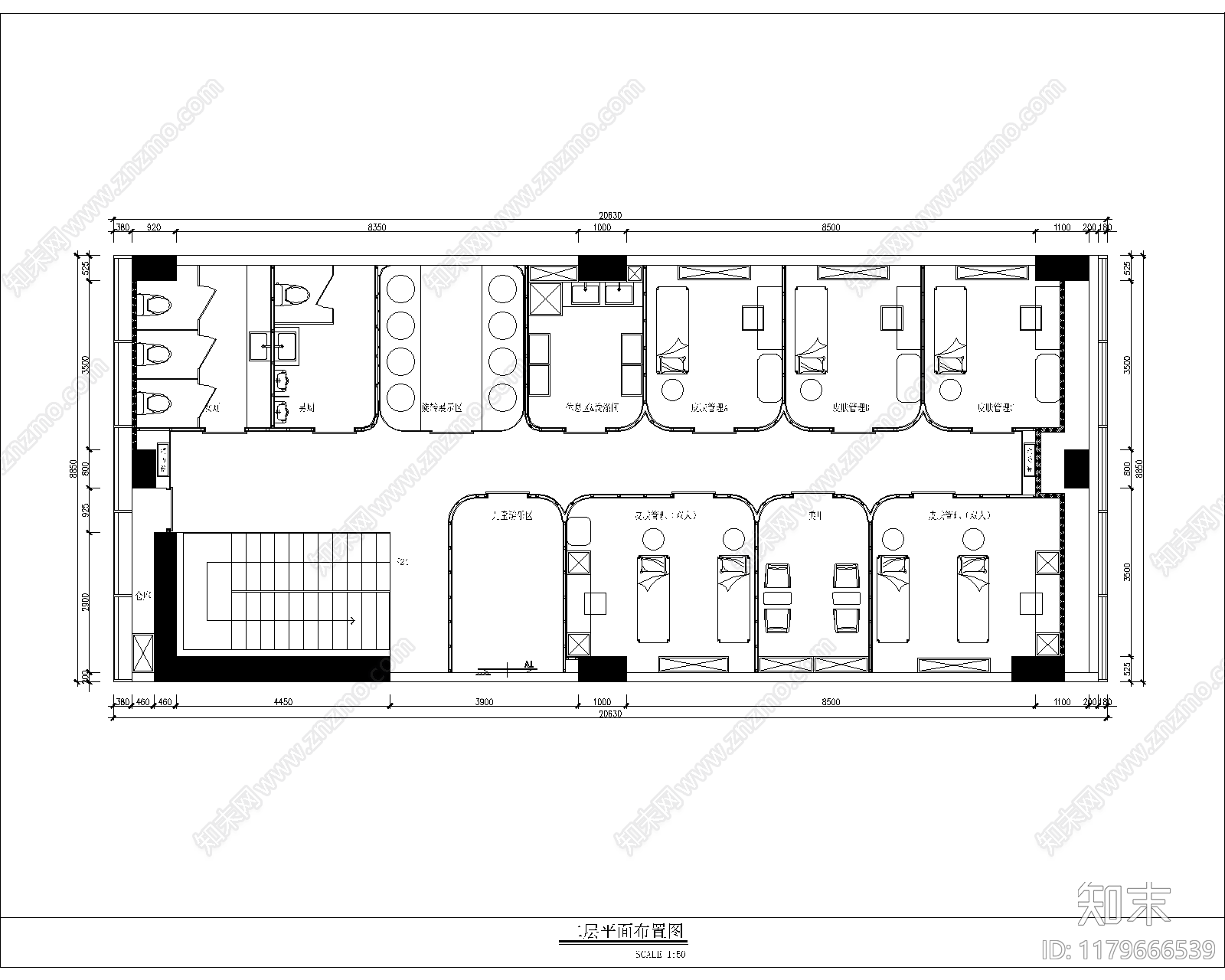 现代美容院cad施工图下载【ID:1179666539】