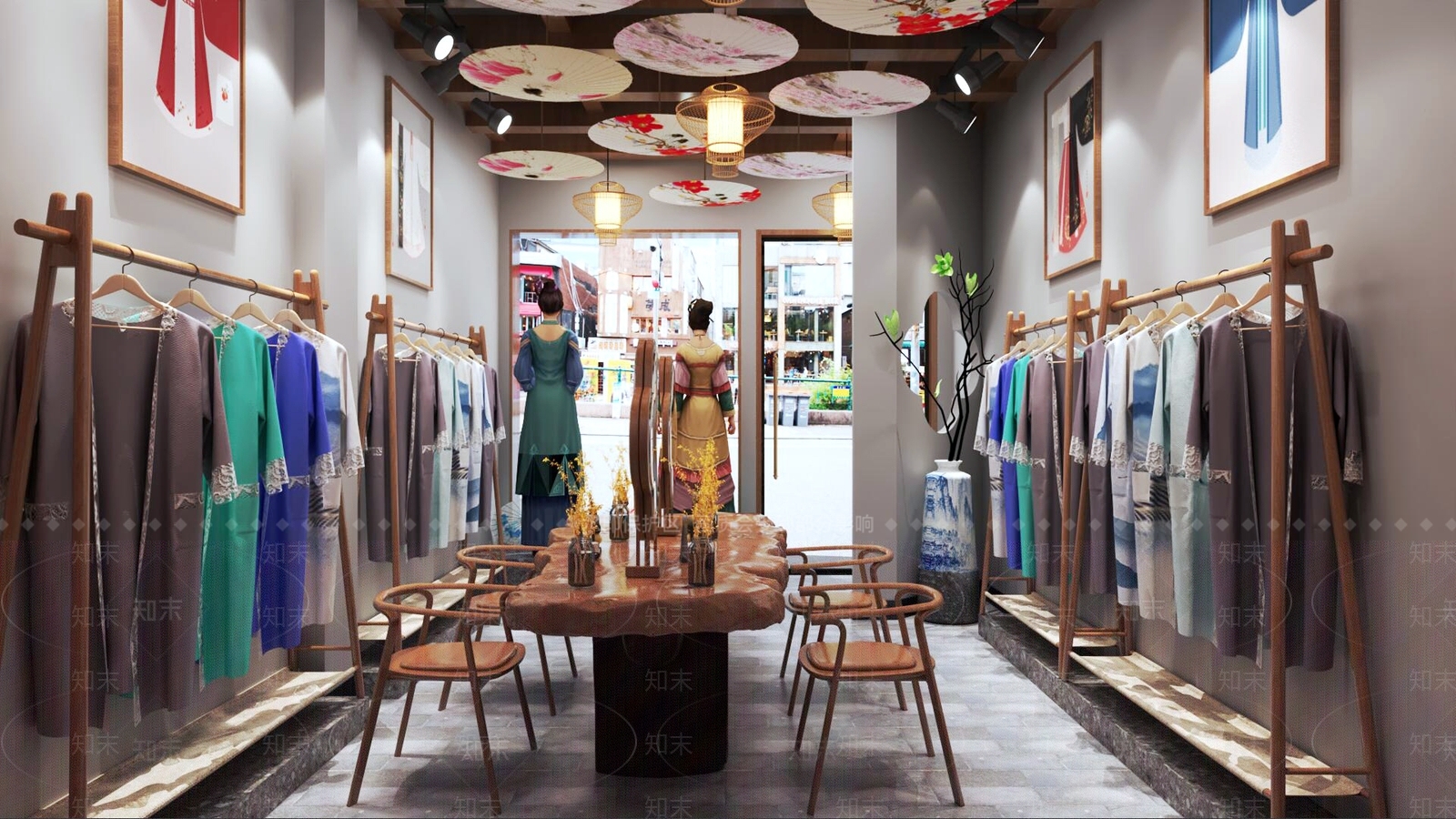 中式服装店3D模型下载【ID:1179675401】