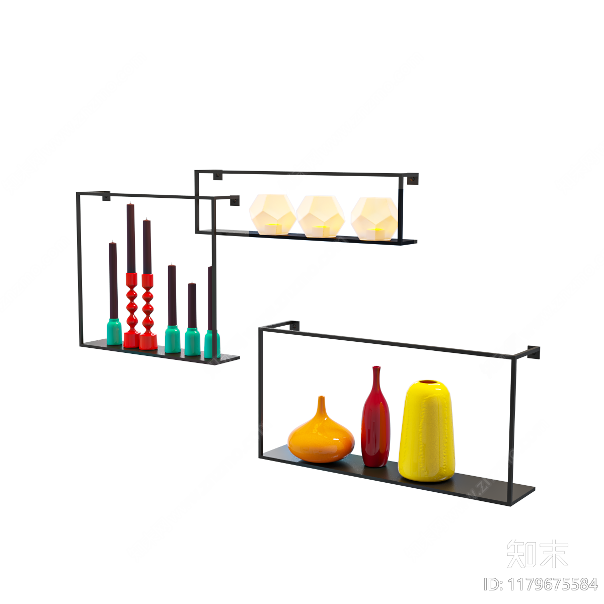 美式欧式摆件组合3D模型下载【ID:1179675584】