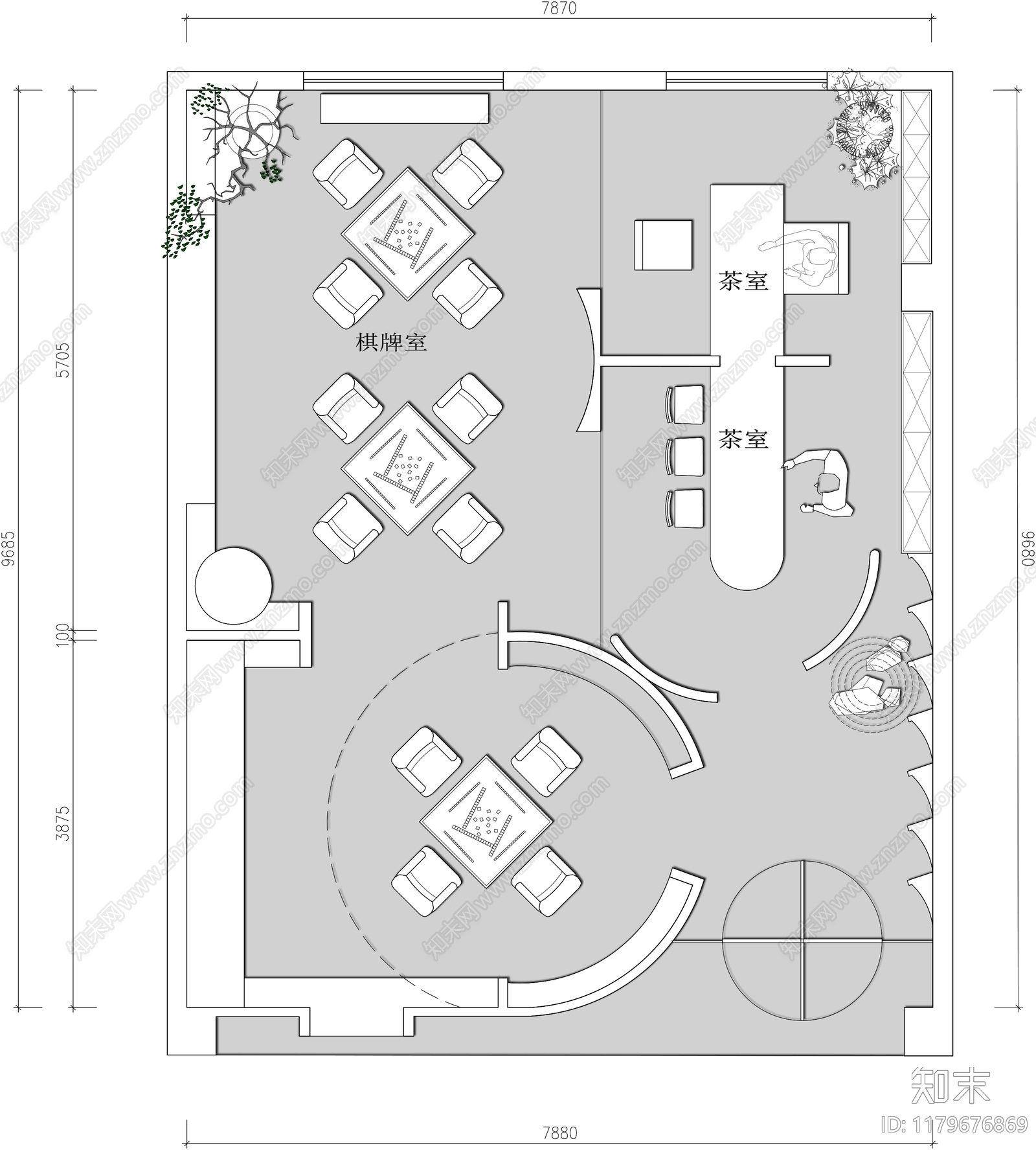 现代棋牌室施工图下载【ID:1179676869】