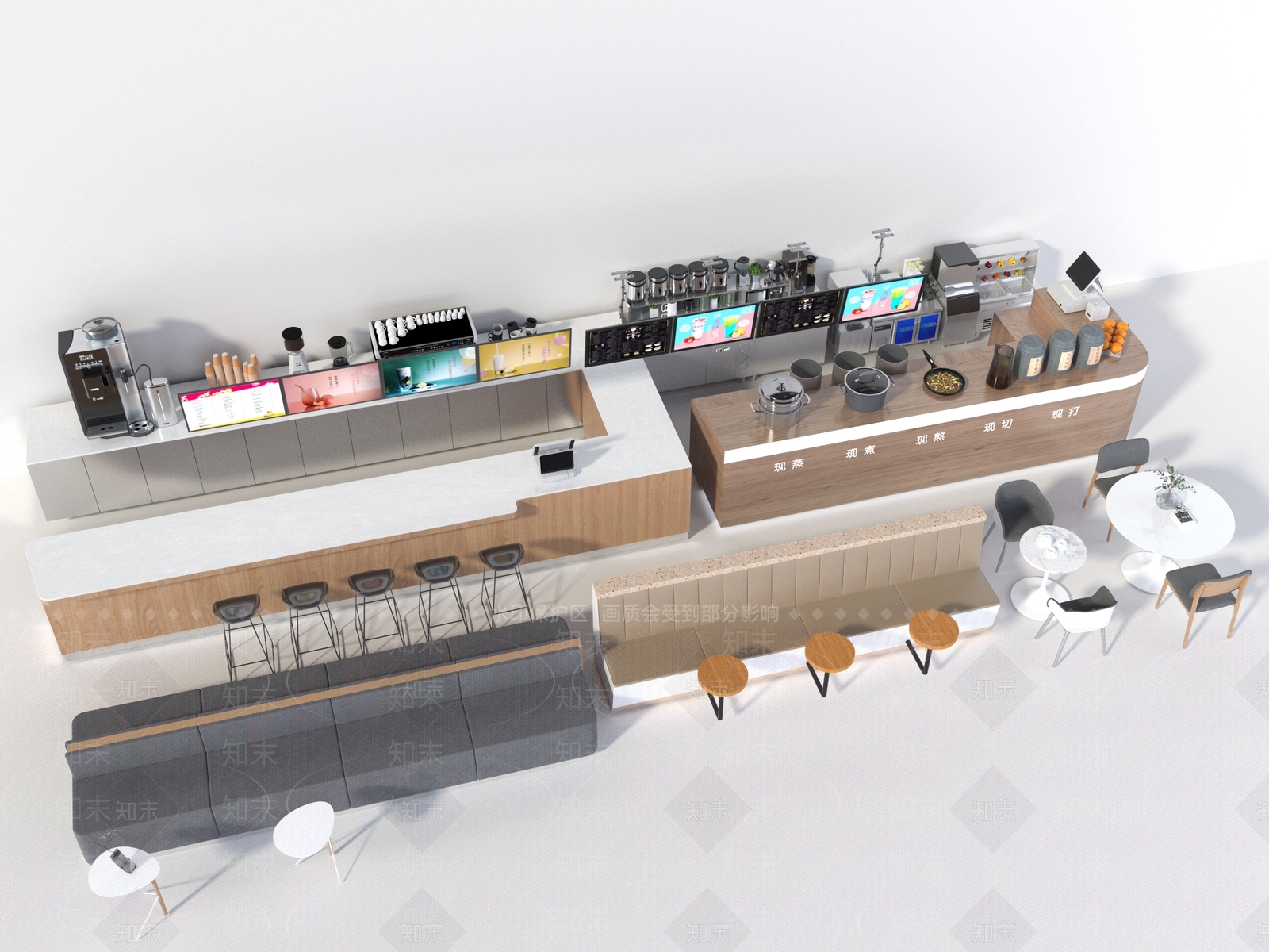 现代奶茶店3D模型下载【ID:1179677662】
