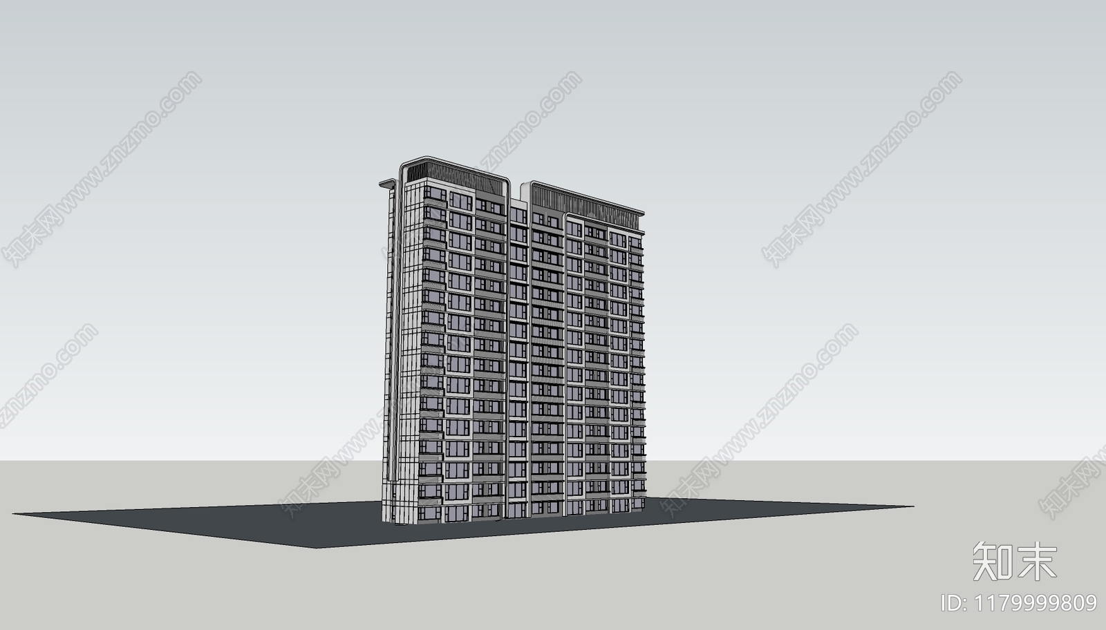 现代简约多层住宅SU模型下载【ID:1179999809】