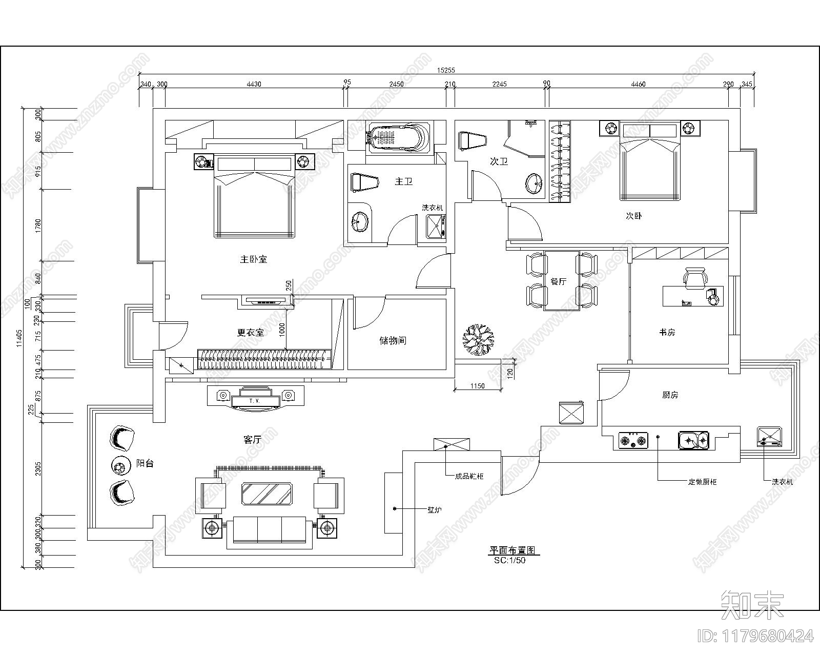 平层cad施工图下载【ID:1179680424】