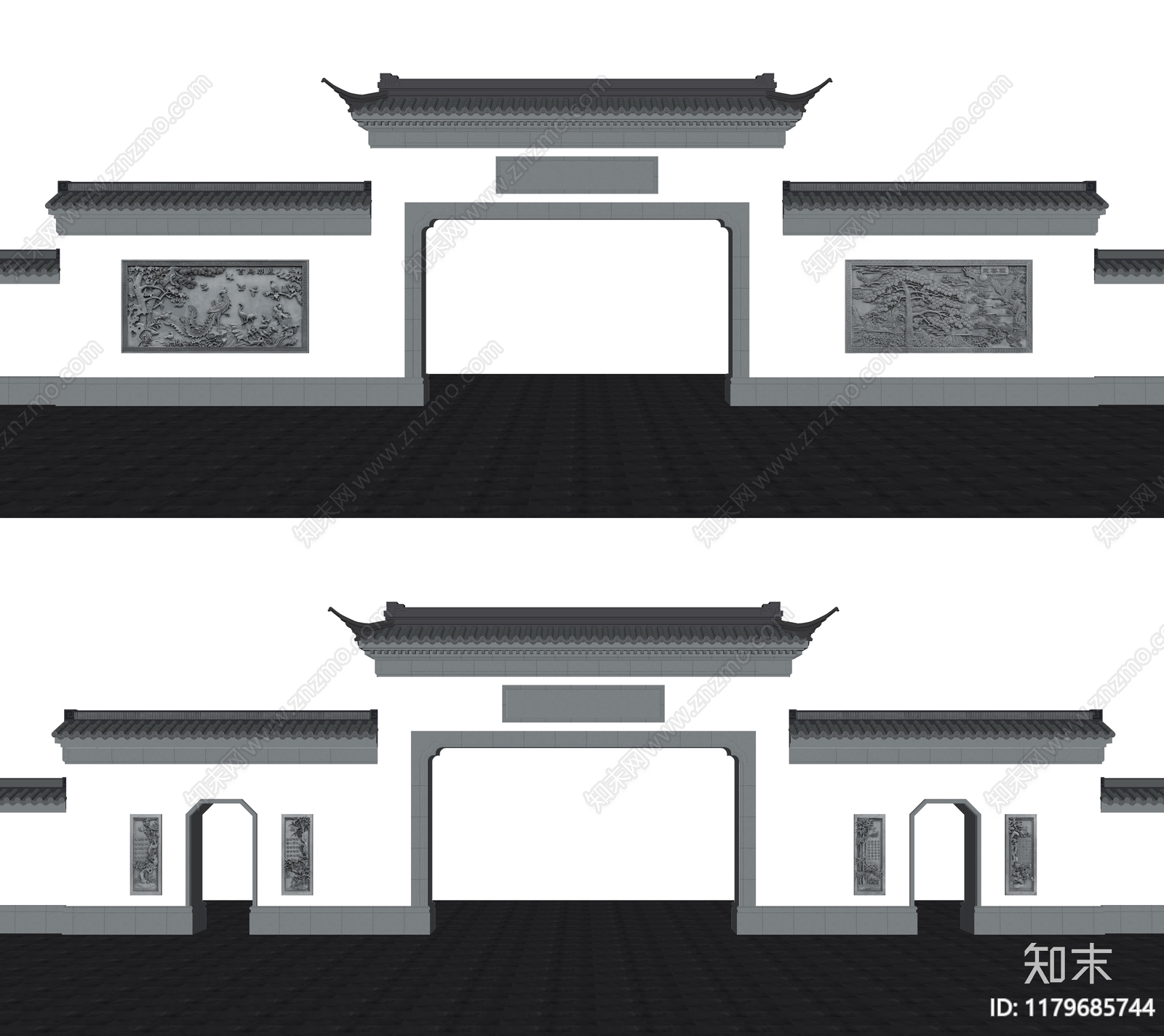 中式新中式入口大门SU模型下载【ID:1179685744】