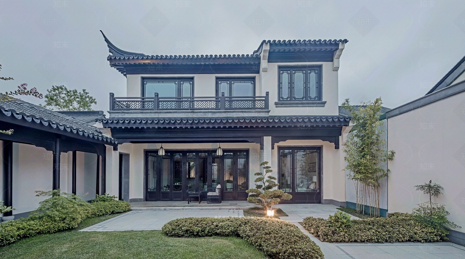 中式新中式小区外景贴图下载【ID:1179688768】