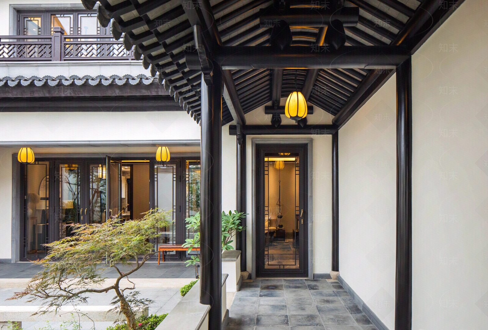 中式新中式小区外景贴图下载【ID:1179689491】