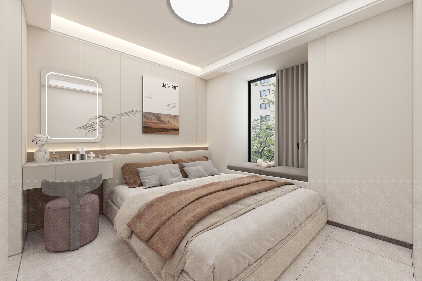 奶油家居卧室3D模型下载【ID:1179689579】