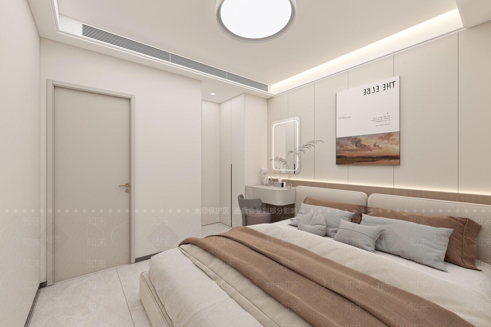 奶油家居卧室3D模型下载【ID:1179689579】