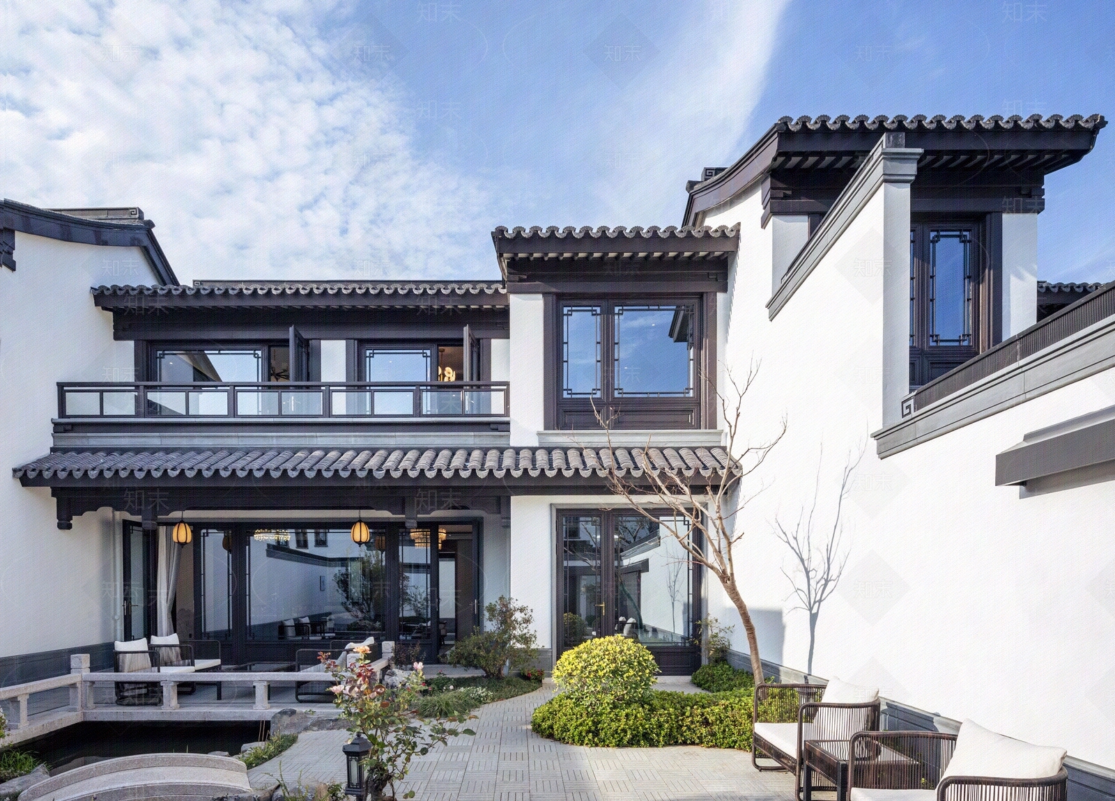 中式新中式小区外景贴图下载【ID:1179689518】