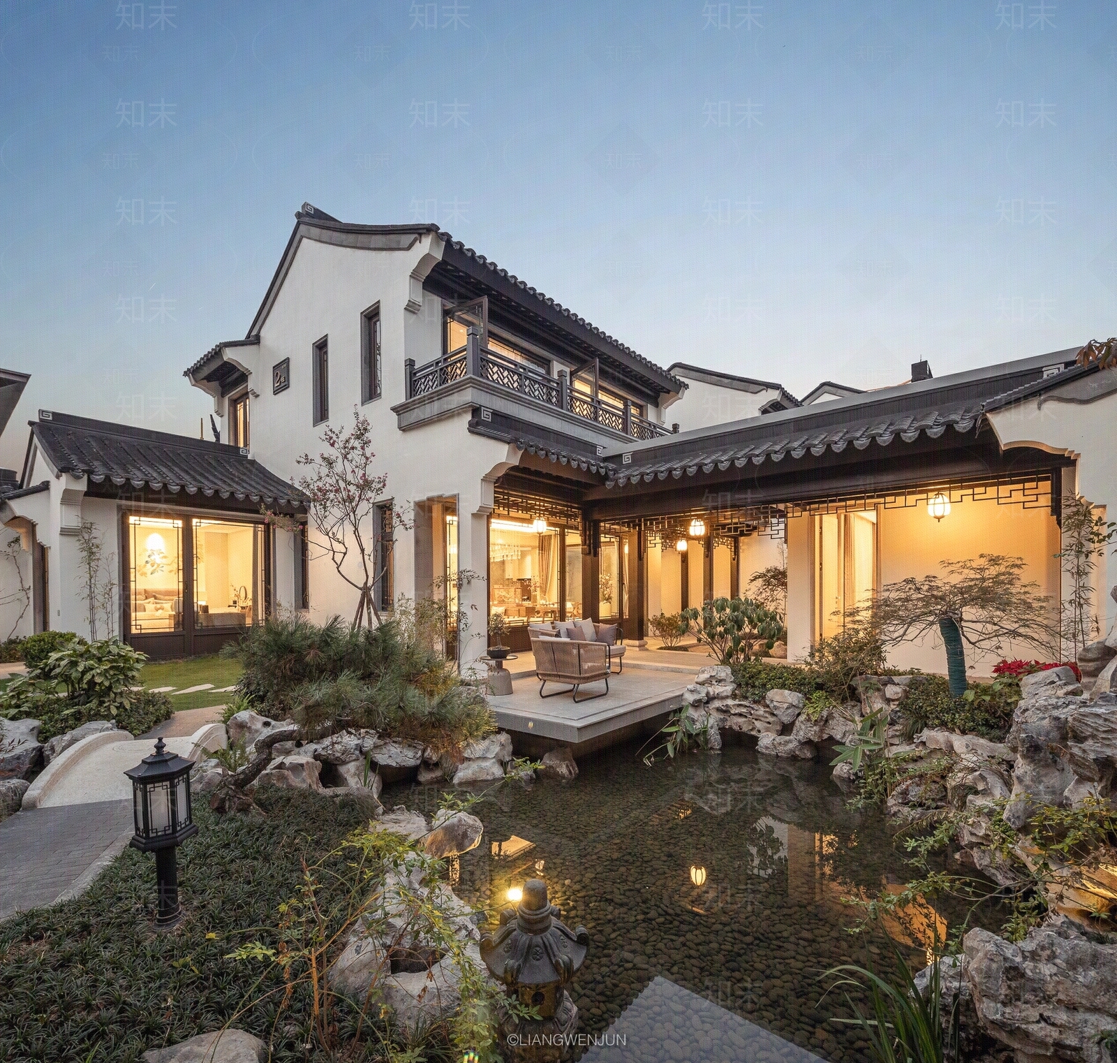 中式新中式小区外景贴图下载【ID:1179691998】