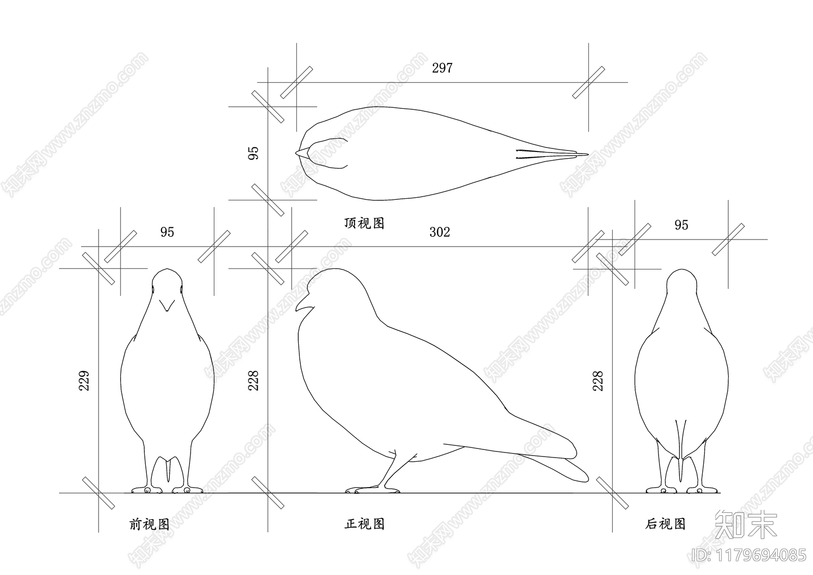 现代动物cad施工图下载【ID:1179694085】