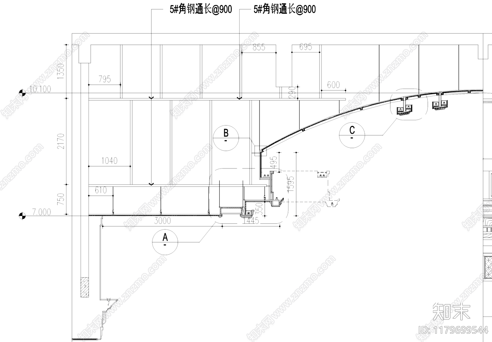 吊顶节点cad施工图下载【ID:1179699544】