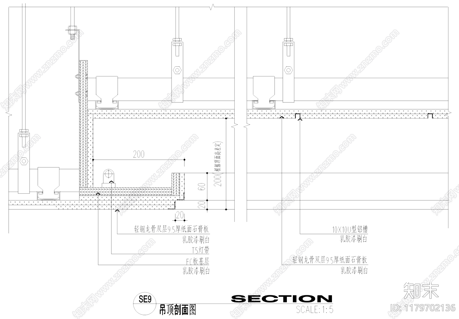 吊顶节点cad施工图下载【ID:1179702136】