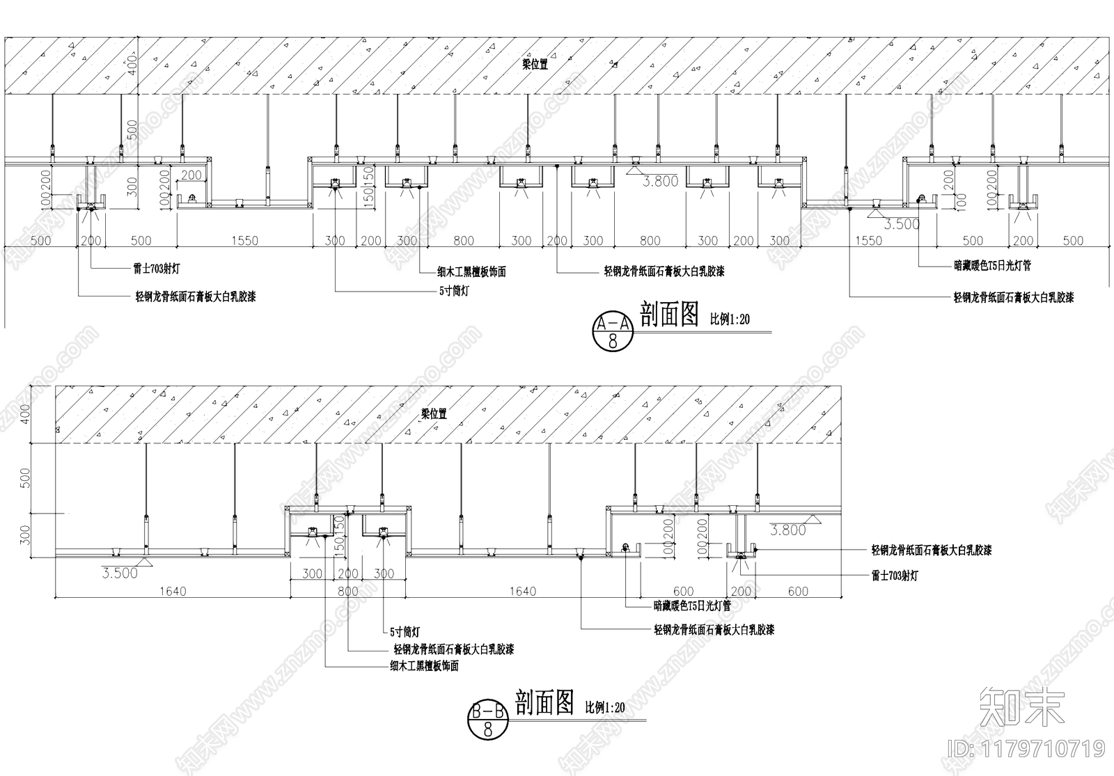 吊顶节点cad施工图下载【ID:1179710719】