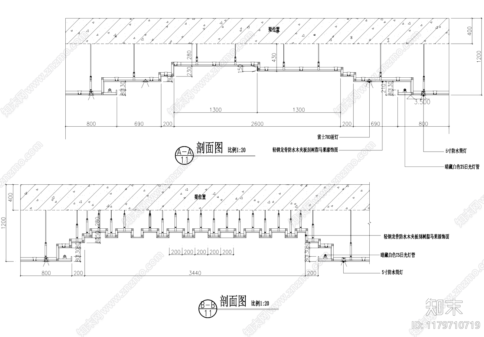 吊顶节点cad施工图下载【ID:1179710719】