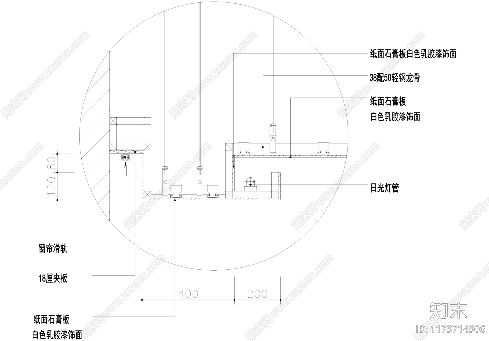 吊顶节点cad施工图下载【ID:1179714906】