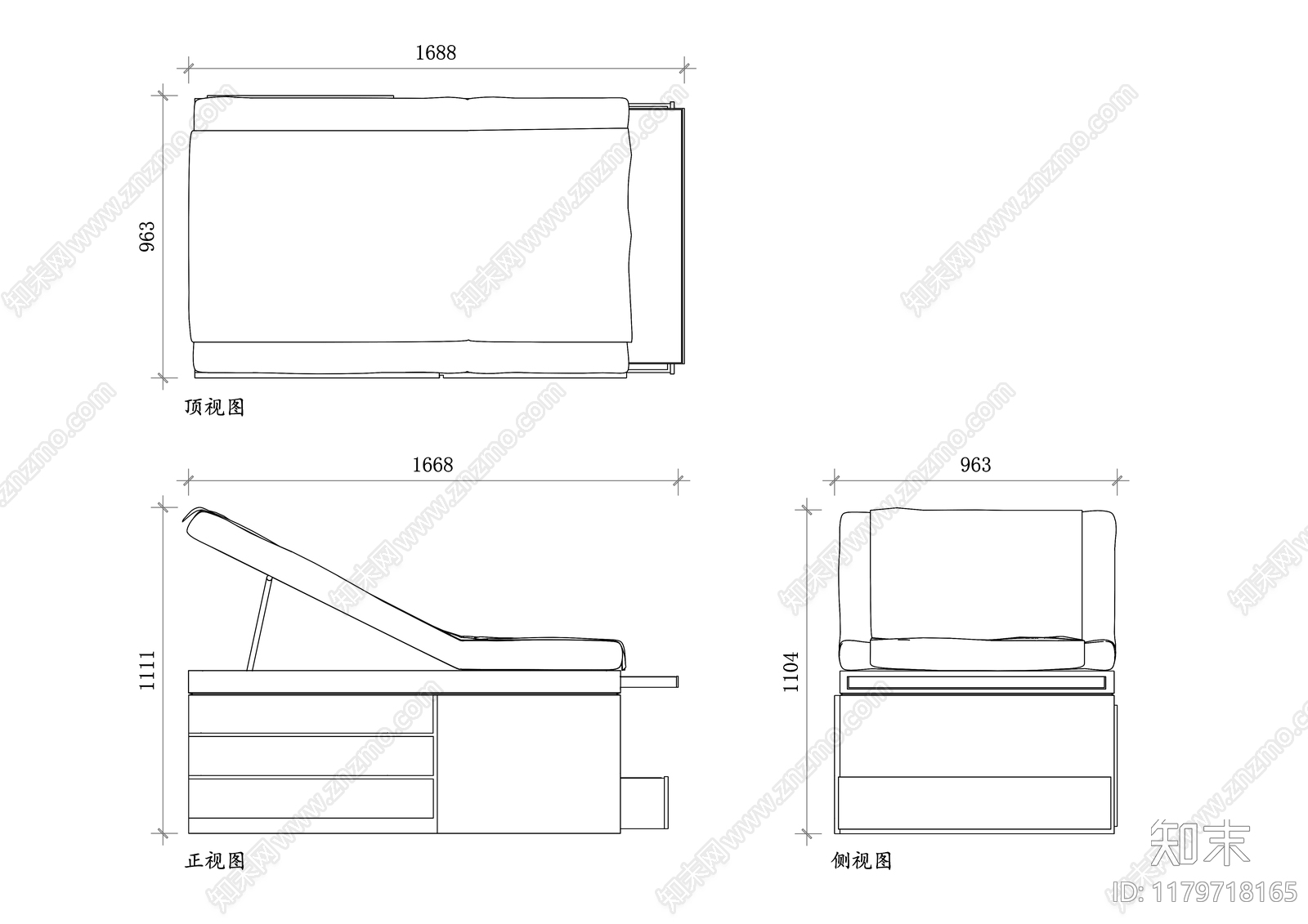 现代床施工图下载【ID:1179718165】