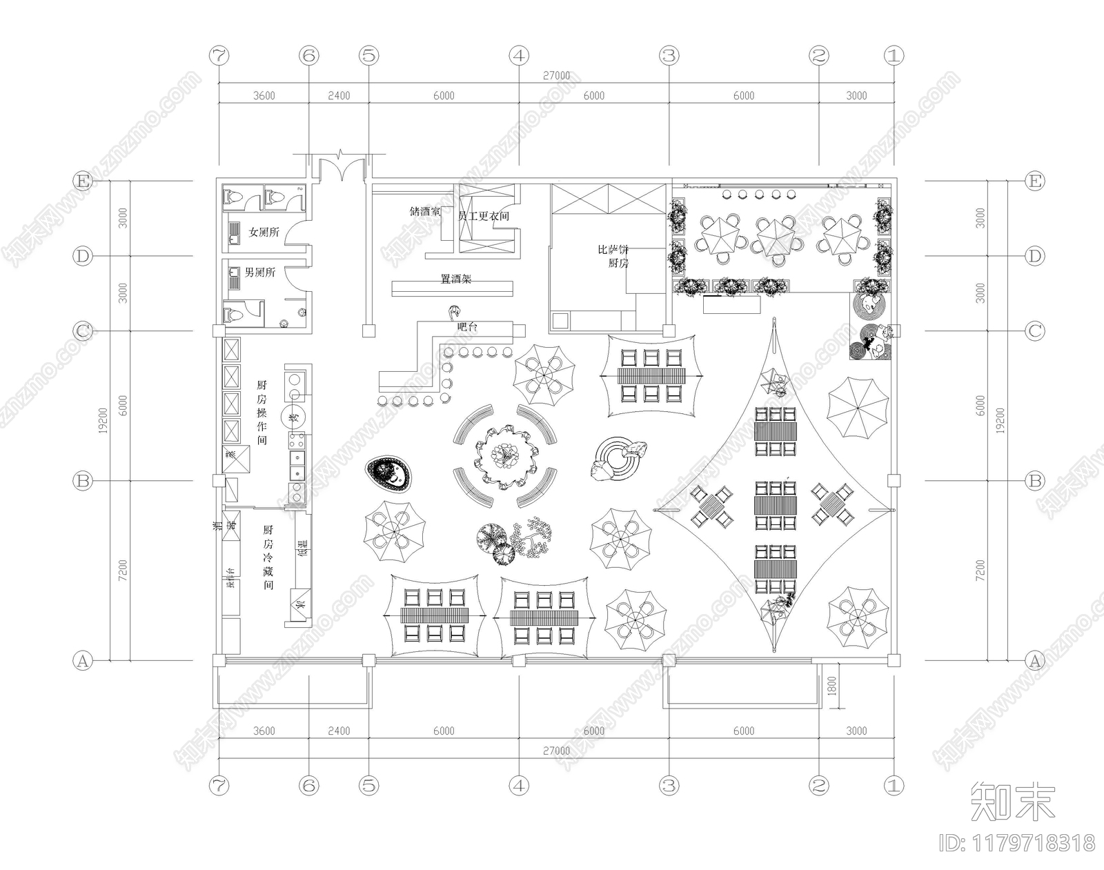 现代其他餐饮空间cad施工图下载【ID:1179718318】