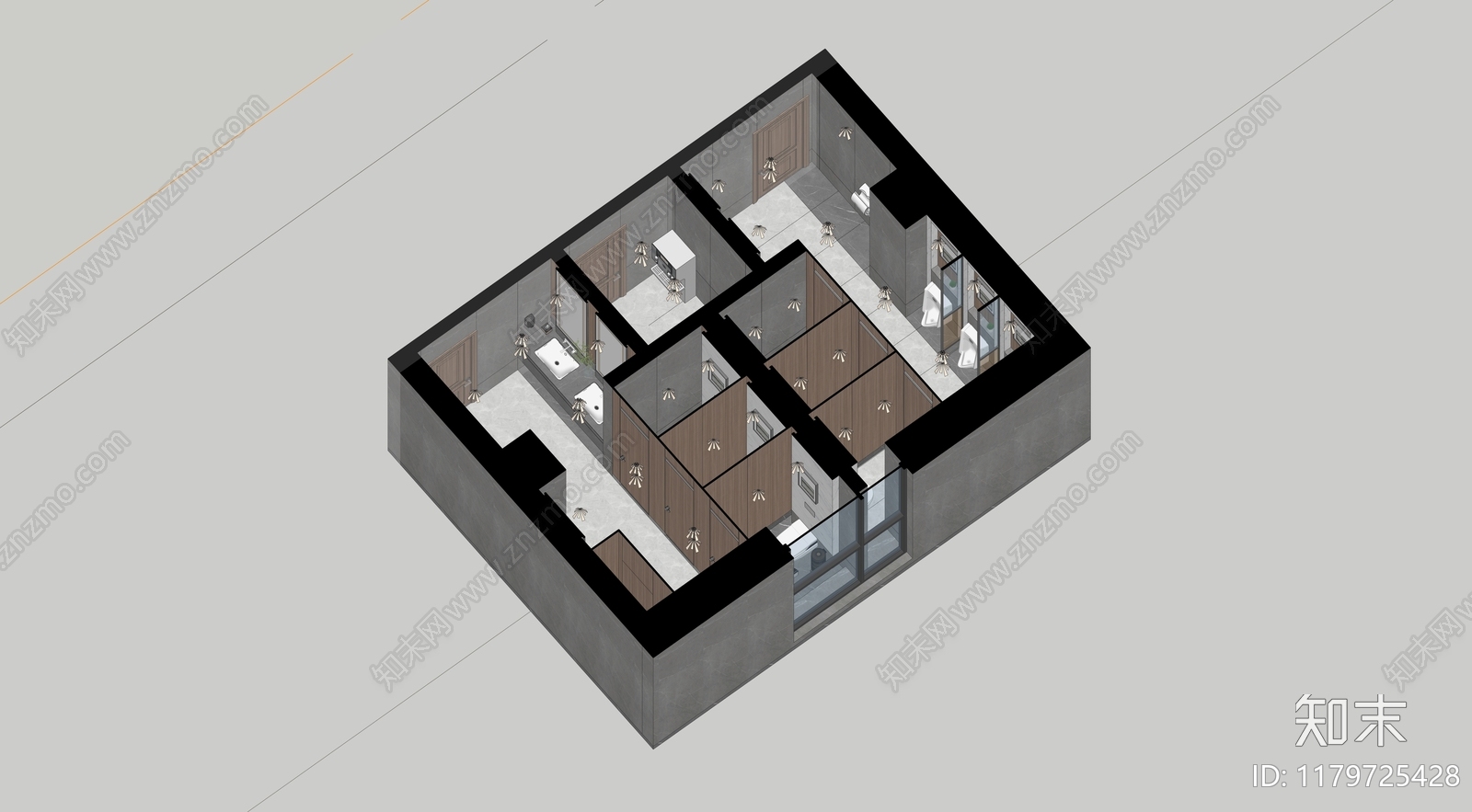 现代卫生间SU模型下载【ID:1179725428】