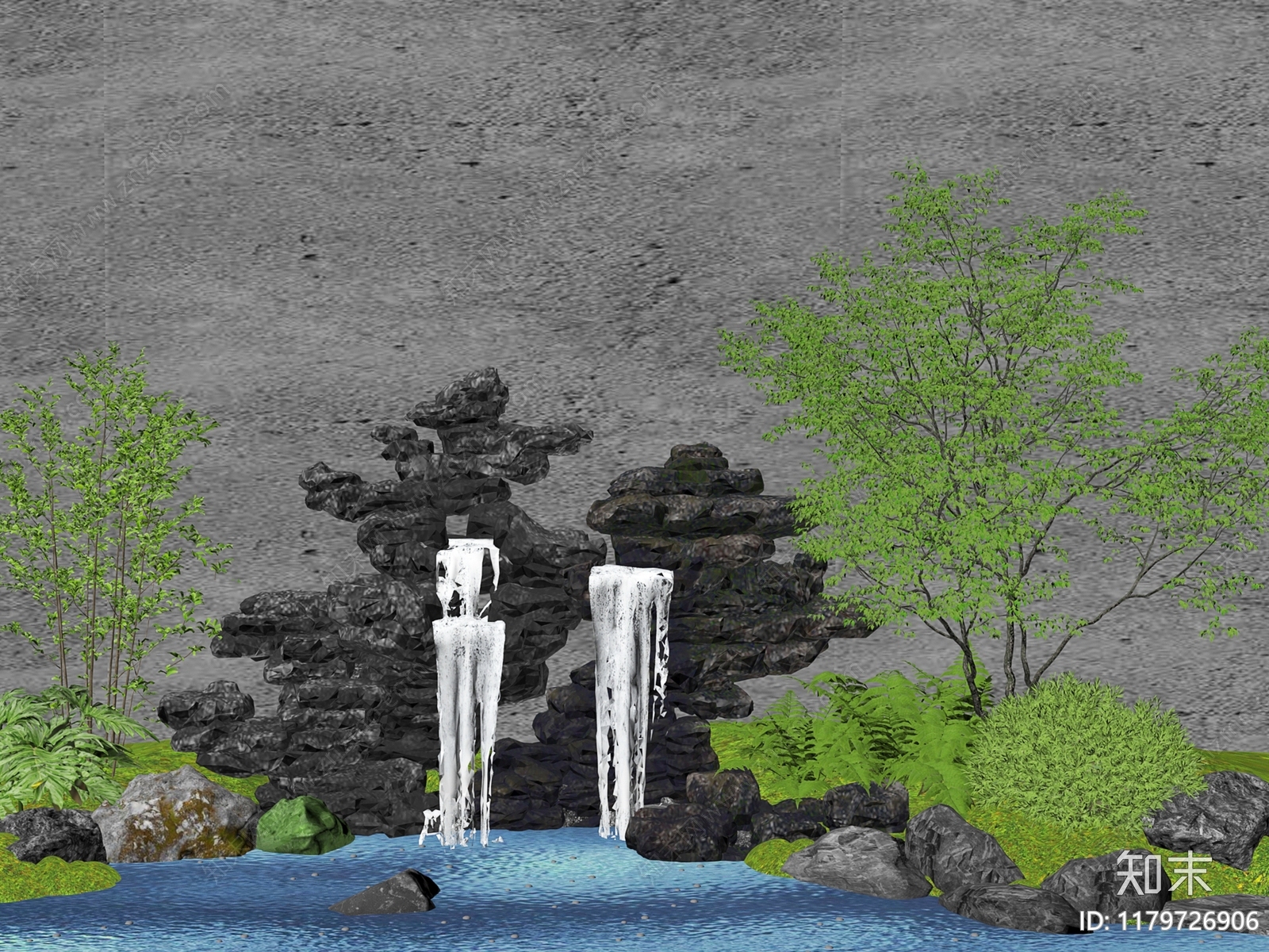 现代假山水景3D模型下载【ID:1179726906】